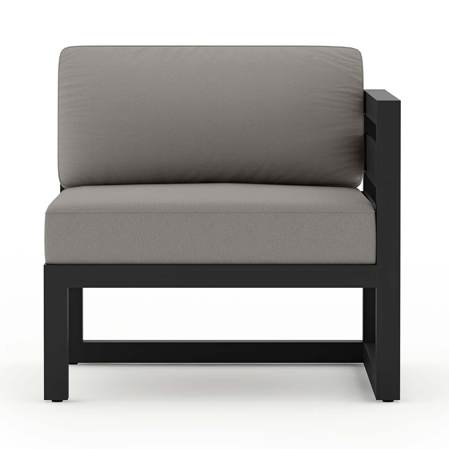 Misty Cove 6 Pc Aluminum Sectional Seating Set w/ Swivel Chairs in Black/Canvas Charcoal by Lakeview Outdoor Designs - Right Chair - White Background thumbnail