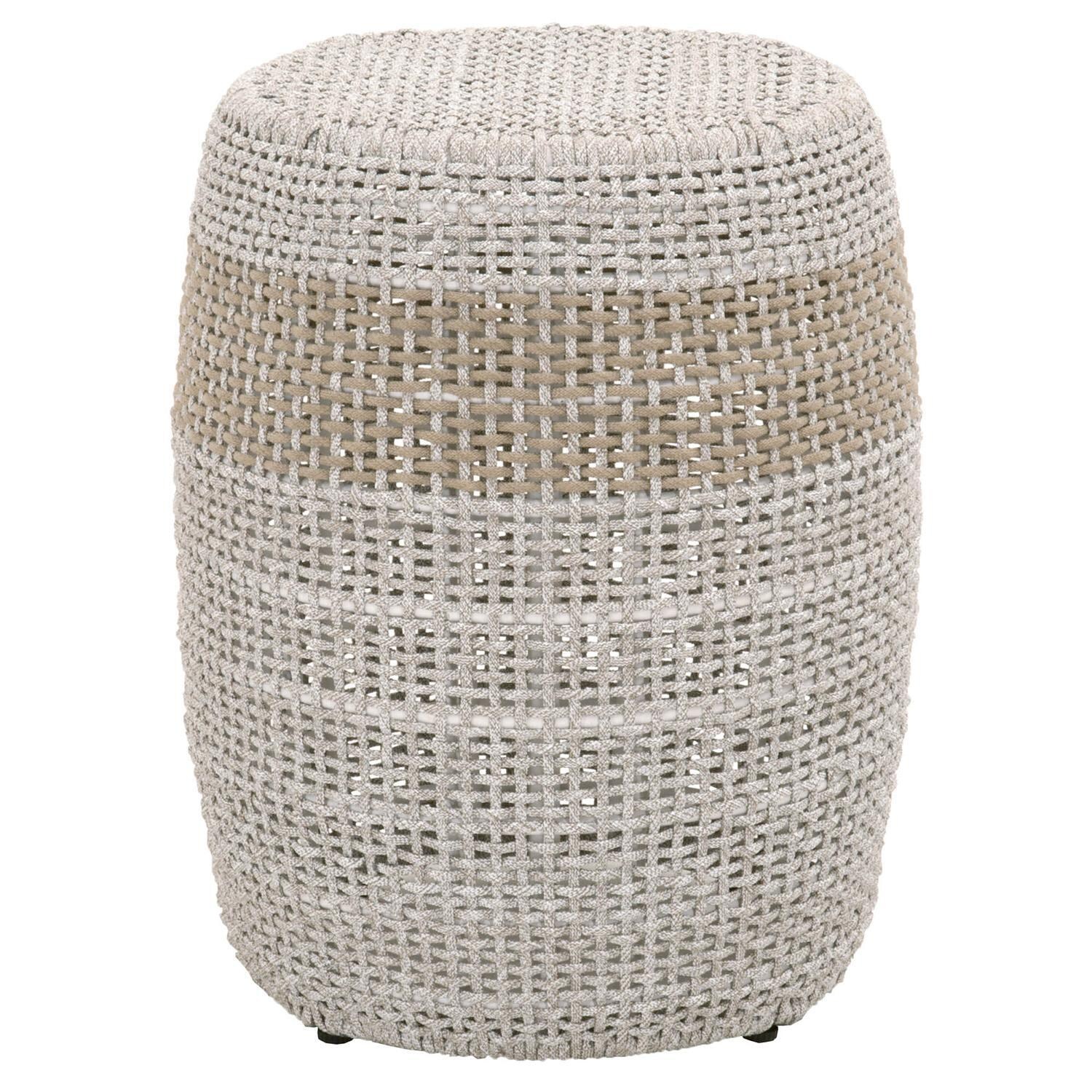 Lakeview Peninsula Way Taupe & White Woven Rope Accent Table thumbnail