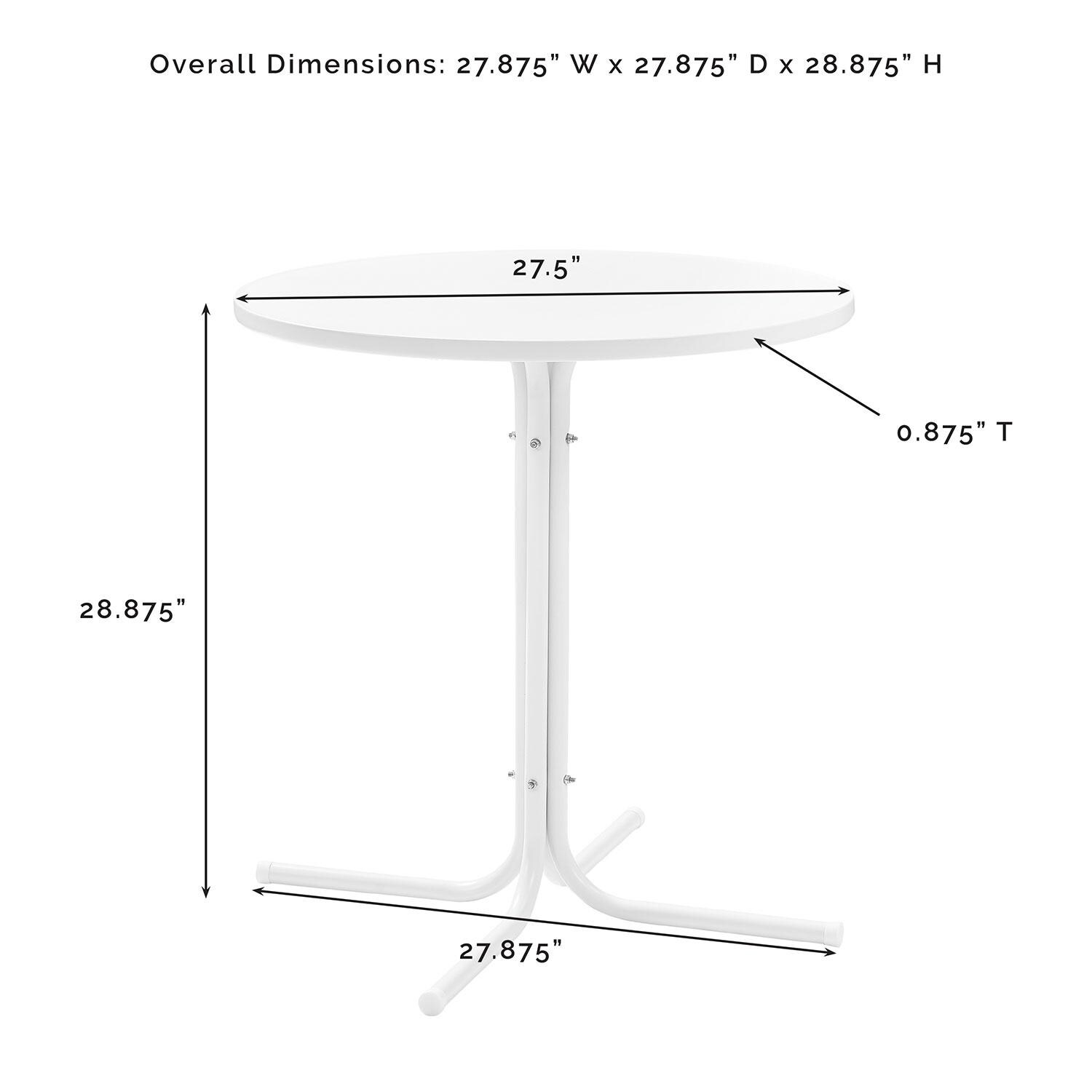 Ultimate Patio UP-32243RE 3Pc Retro Outdoor Bistro Set in Dark Red - Table Dimensions - Diagram thumbnail