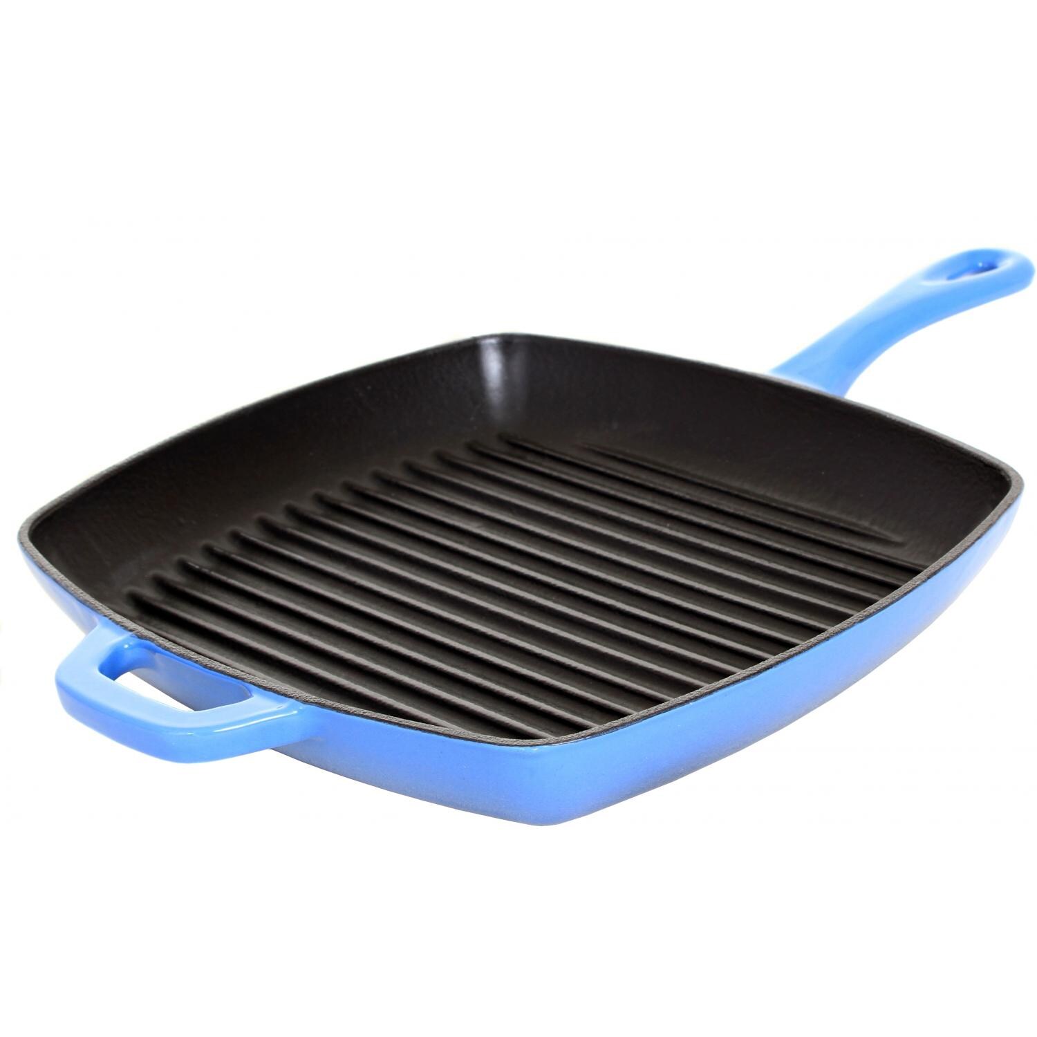 Lodge 10-Inch Colored Enamel Cast Iron Grill Pan Caribbean - Gradated Blue - ECSGP33