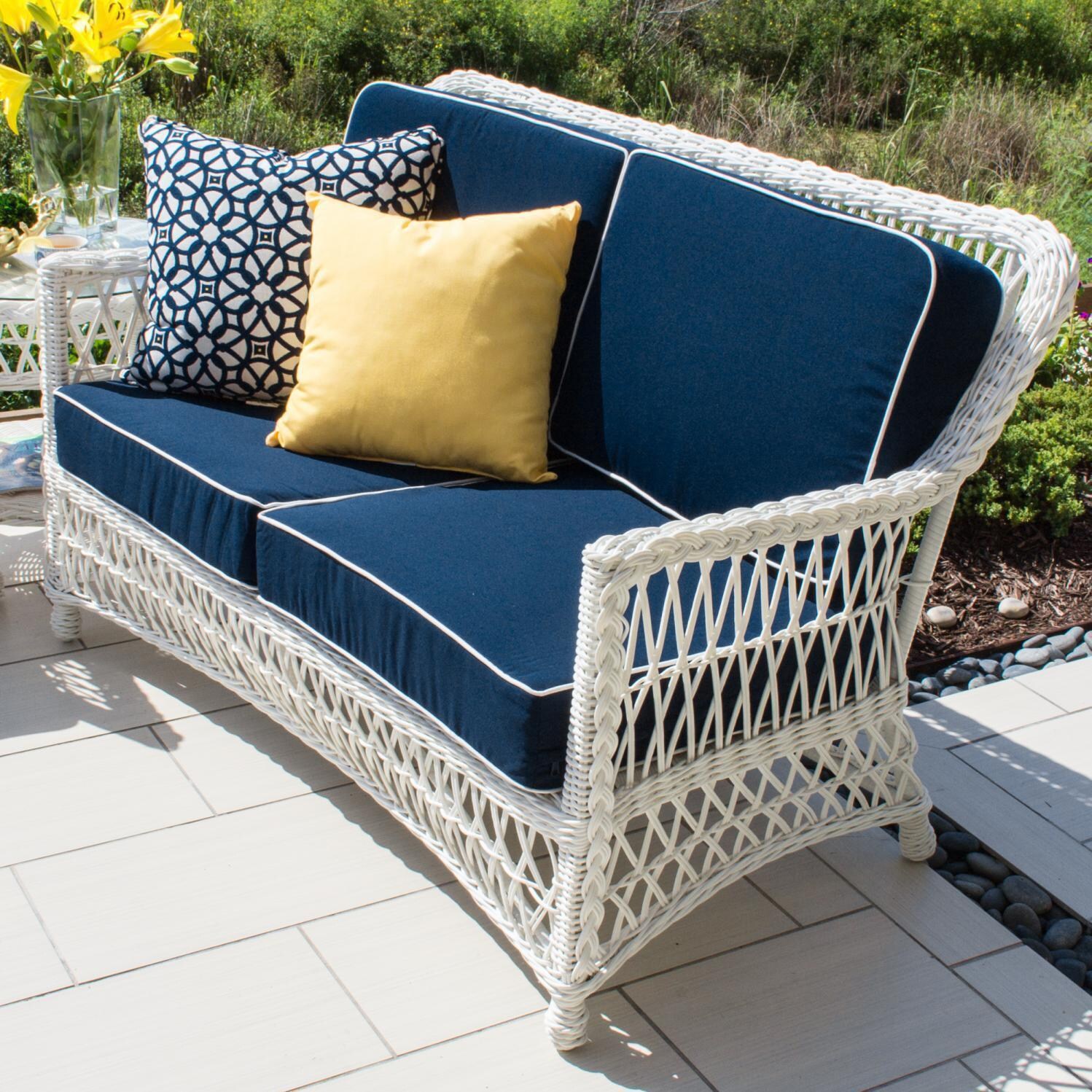 Everglades White Wicker Loveseat - Close Up thumbnail