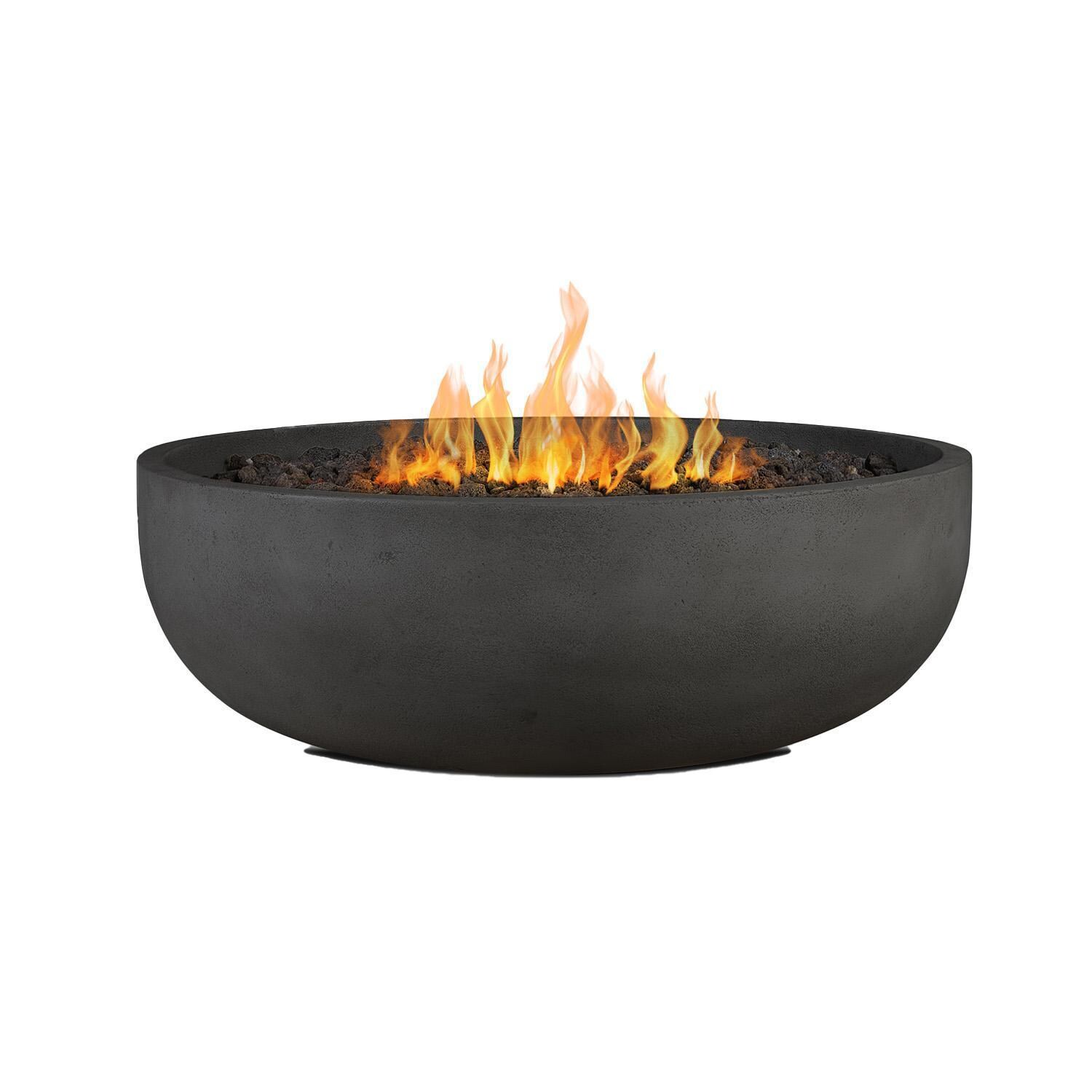 Grand Lake 522NG-CBN 38 Inch Round Concrete Natural Gas Fire Bowl in Gray by BBQGuys Signature - Fire - White Background thumbnail