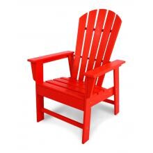 South Beach Sunset Red Recycled Plastic Wood Patio Adirondack Dining Arm Chair By POLYWOOD image