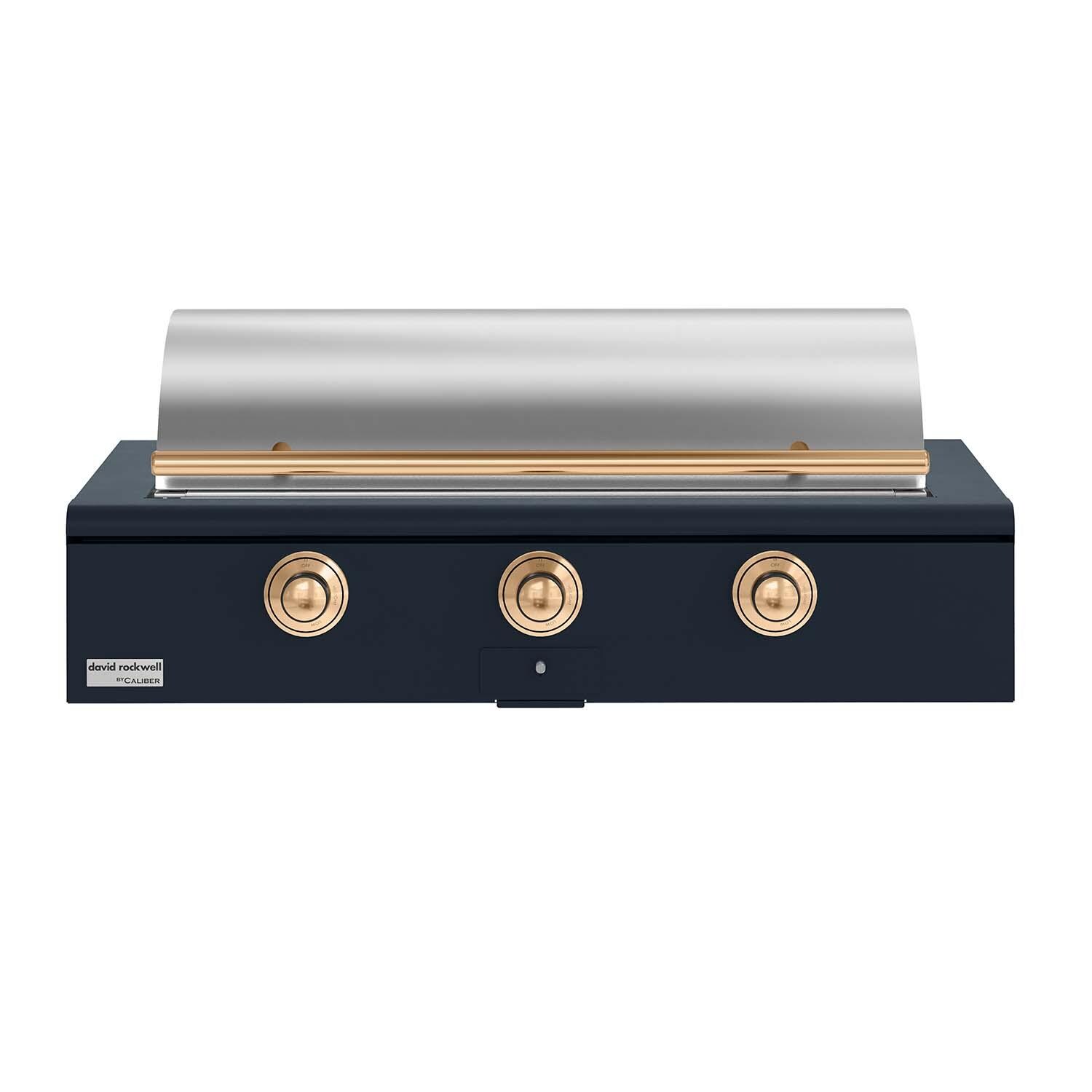 Caliber CRG-48BN00-A-104-H08 48-in Natural Gas Built-In Rockwell Grill - Juniper w/ Gold Hardware - Closed Lid - White Background thumbnail