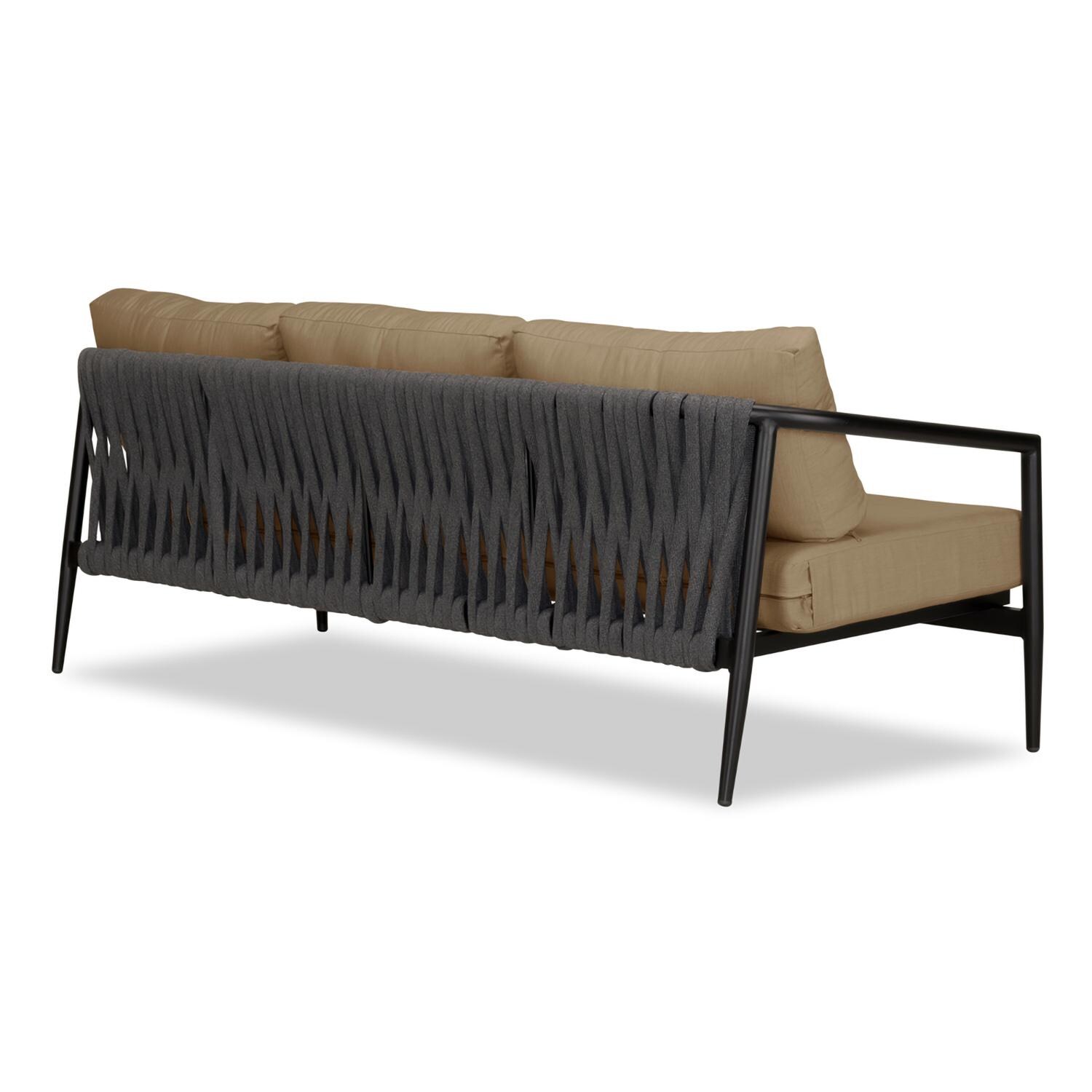 Lakeview Midnight Cove 3 Person Aluminum Sofa in Black/Carbon/Heather Beige - Back Right - White Background thumbnail