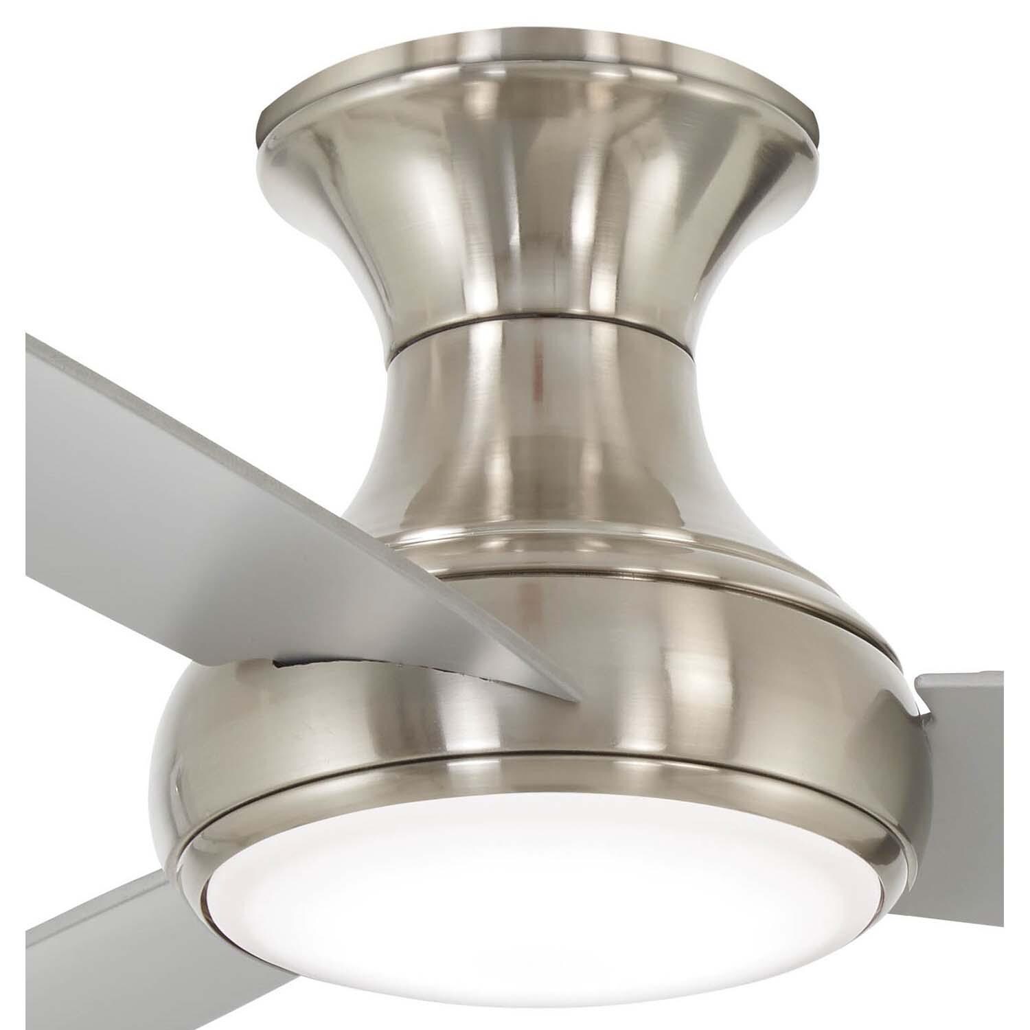 Minka-Aire F467L-BNW Concept III 54-Inch 3-Blade LED Smart Ceiling Fan in Brushed Nickel Wet Finish W/ Silver Blades & Etched Opal Glass - Close Up thumbnail