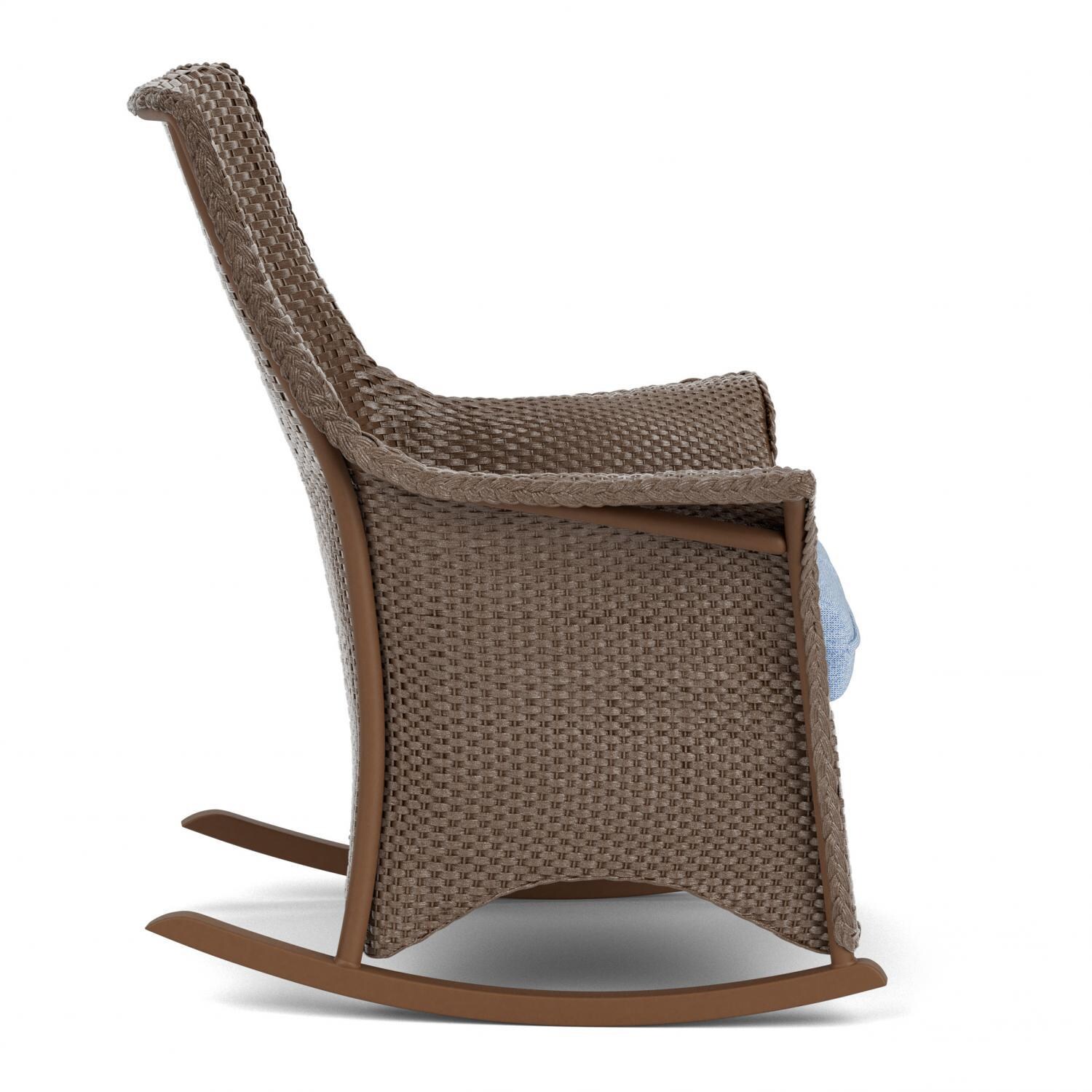 Lloyd Flanders Mandalay Porch Rocker in Bark Finish with Demo Skyway Fabric - Side thumbnail