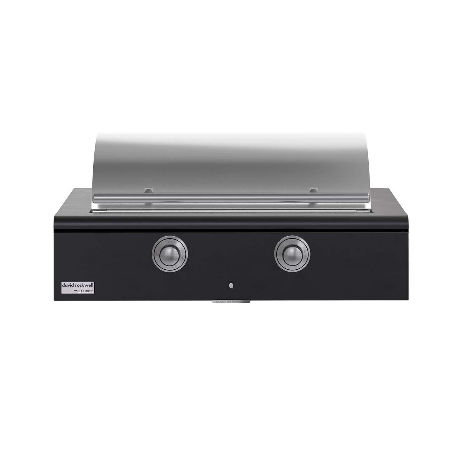 Caliber CRG-42BN00-A-027-H04 42-in Natural Gas Built-In Rockwell Grill - Matte Black w/ Stainless Steel Hardware - Lid Closed - White Background thumbnail