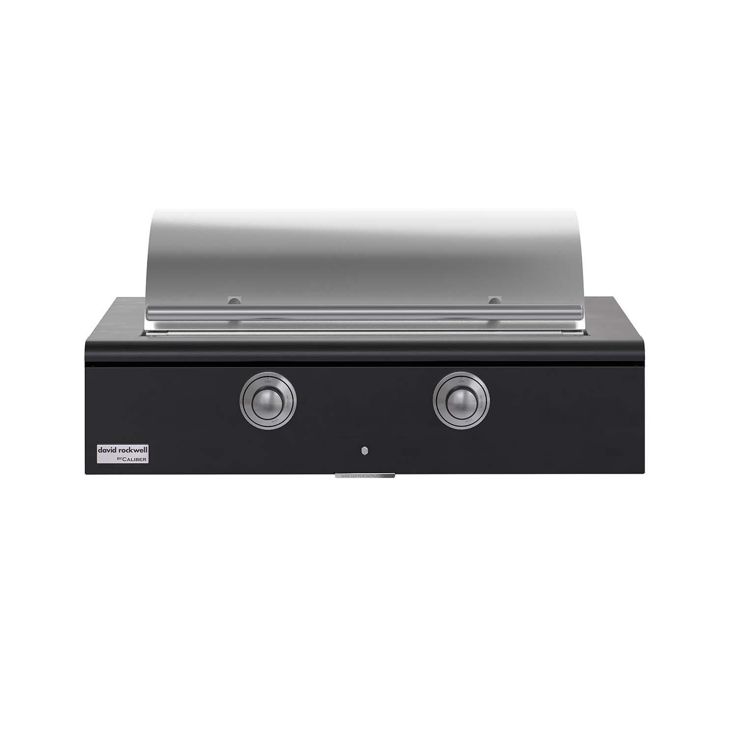 Caliber CRG-42BN00-A-027-H04 42-in Natural Gas Built-In Rockwell Grill - Matte Black w/ Stainless Steel Hardware - Lid Closed - White Background thumbnail