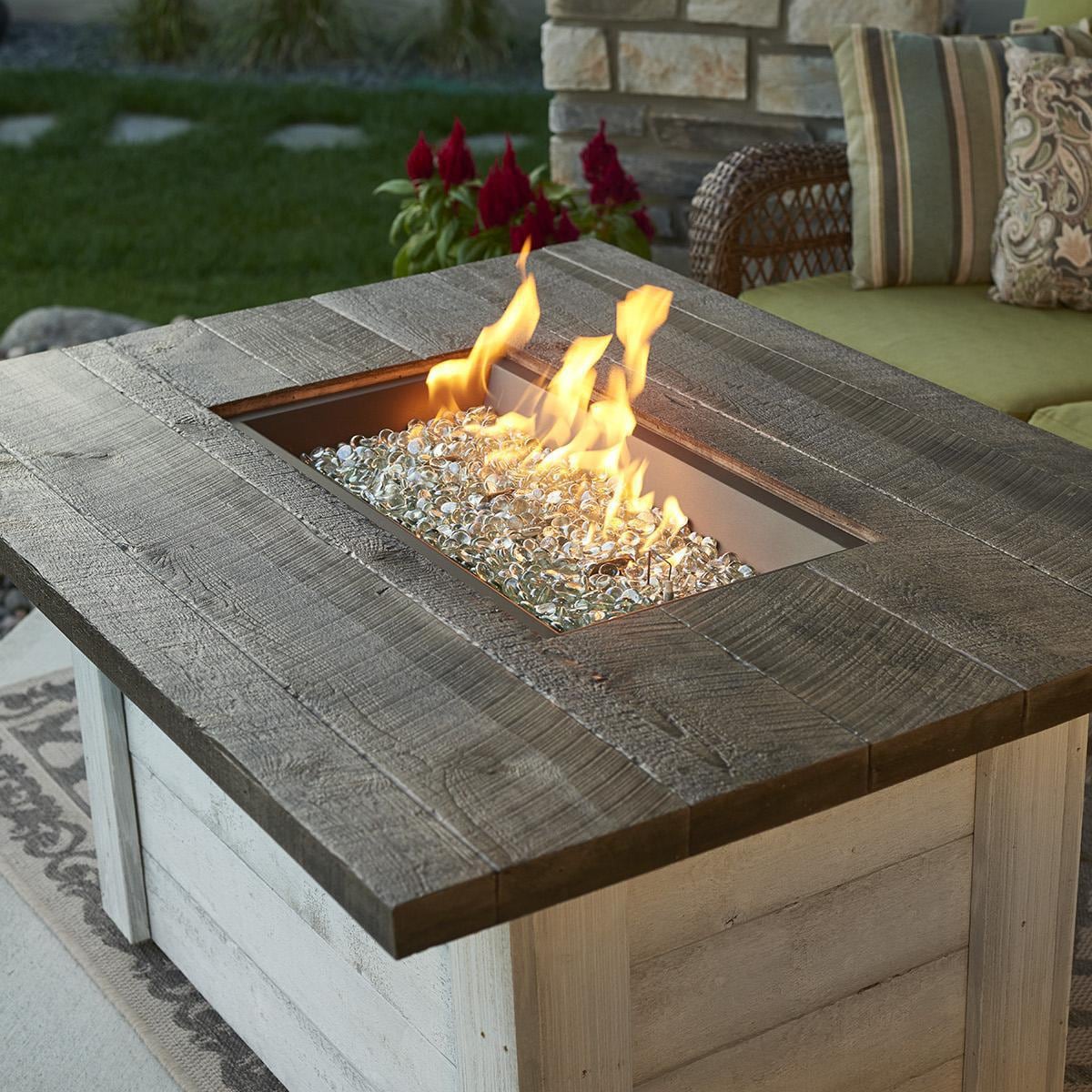Alcott 48 Inch Rectangular Stucco Propane Fire Pit Table in White by ...