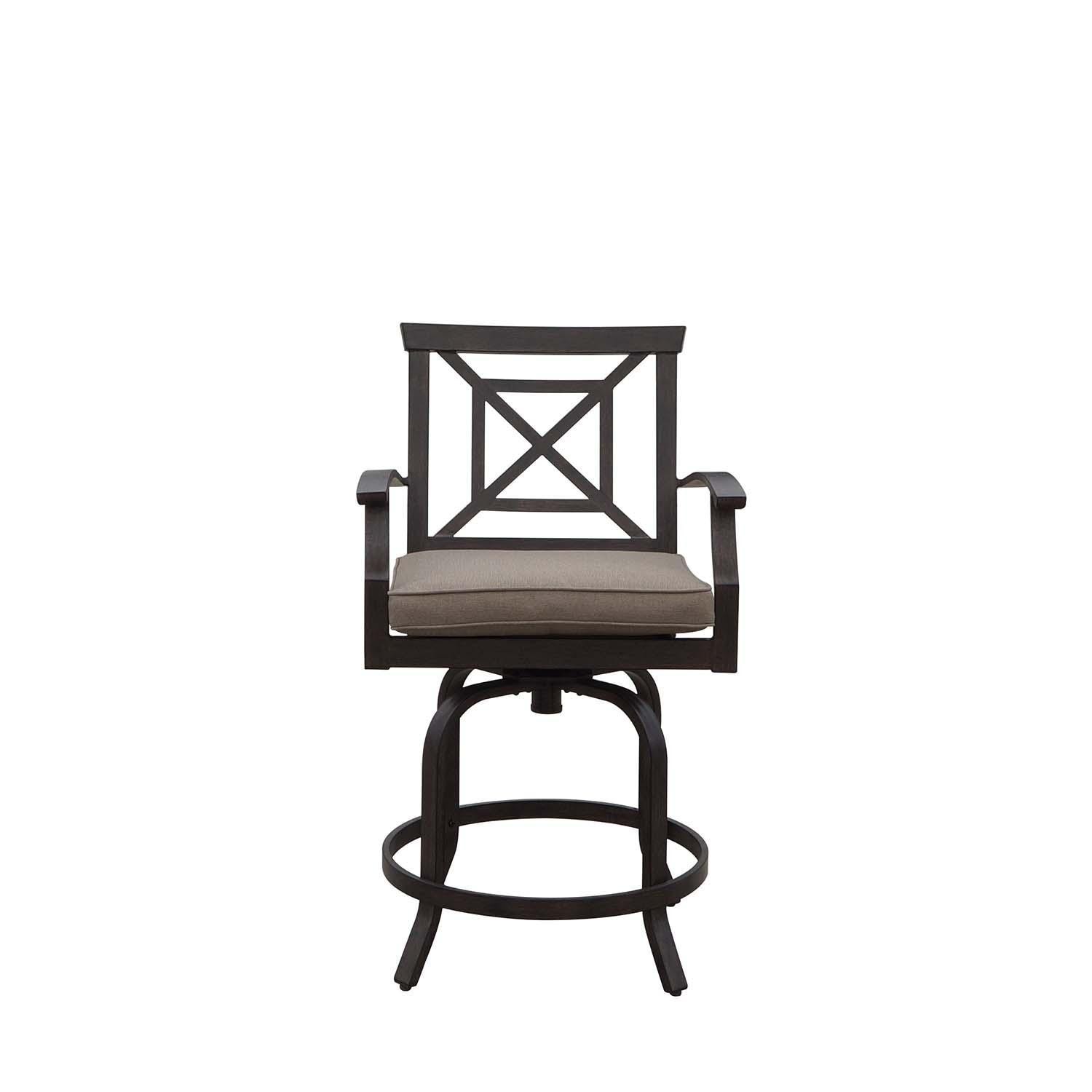 Atlantis Aluminum Counter Height Swivel Bar Stool Set of 2 w/ Beige Cushions in Walnut By Darlee - White Background thumbnail