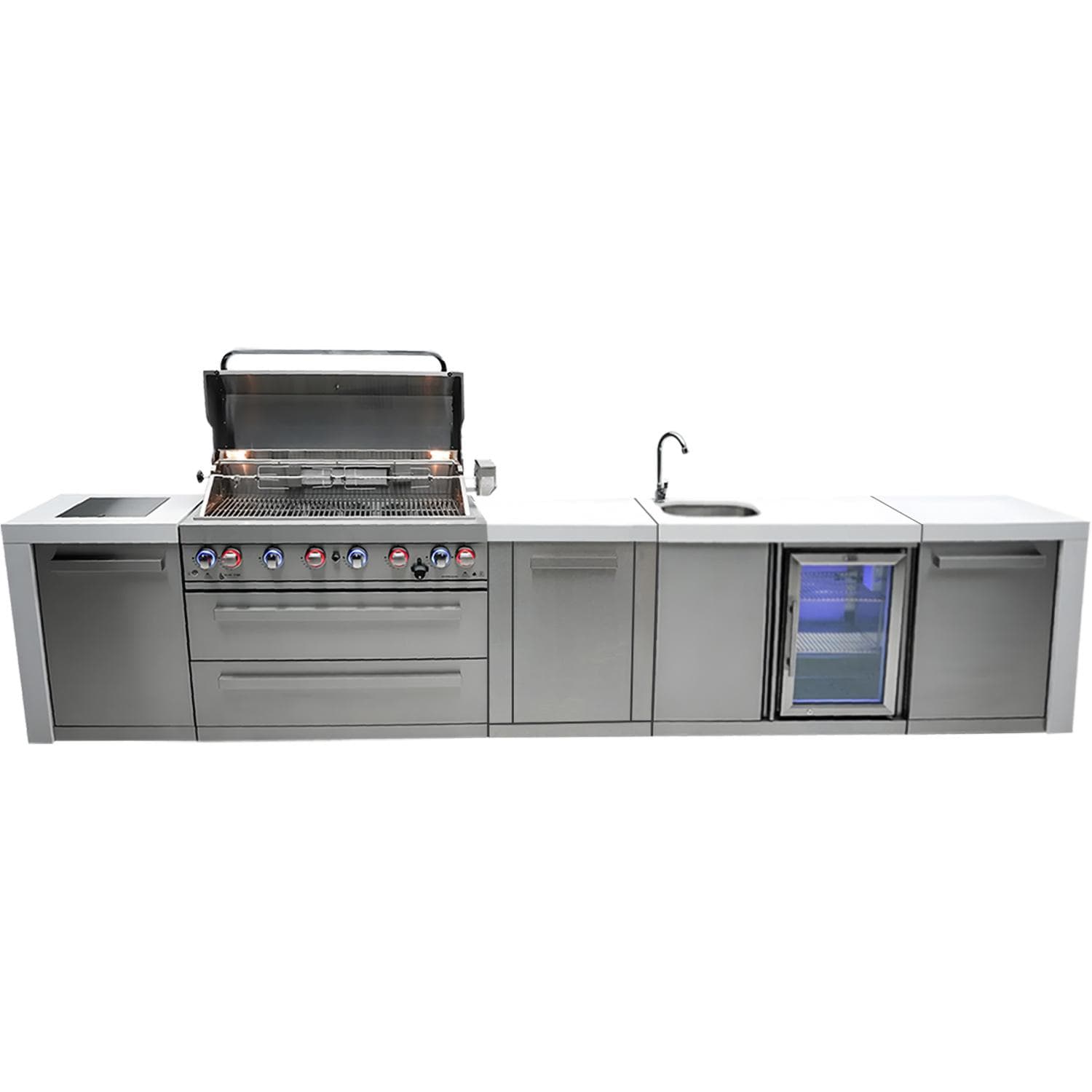 Mont Alpi Deluxe Series 13 Ft Natural Gas Outdoor Kitchen Island w/ 44-in Grill, Side Burner, Beverage Center & Extra Door (Ships Propane w/ Conversion Kit)