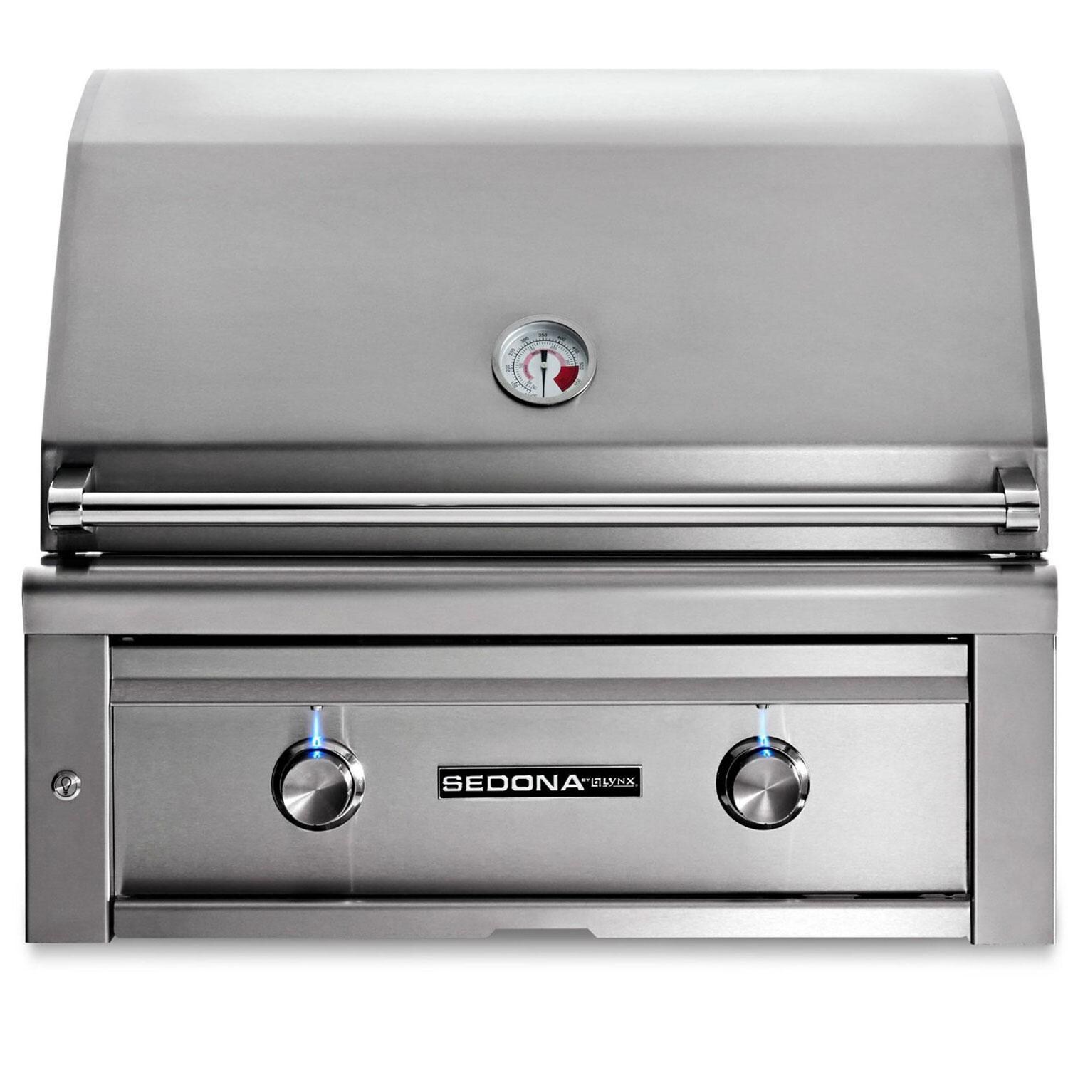 Lynx L501PS-NG Sedona 30 Inch Built-In Natural Gas Grill w/ One ProSear & One SS Tube Burner - Lights On - White Background thumbnail