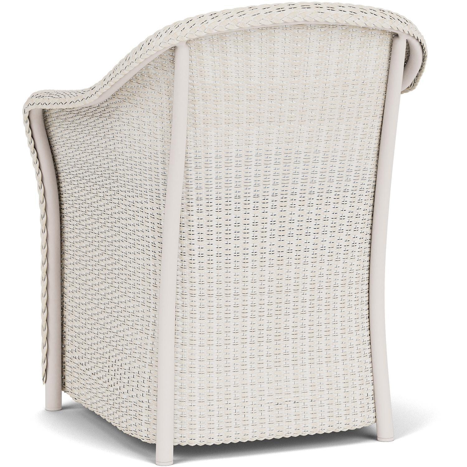 Lloyd Flanders Weekend Retreat Dining Armchair in Antique White Finish W/ Demo Skyway Fabric - Back Left thumbnail