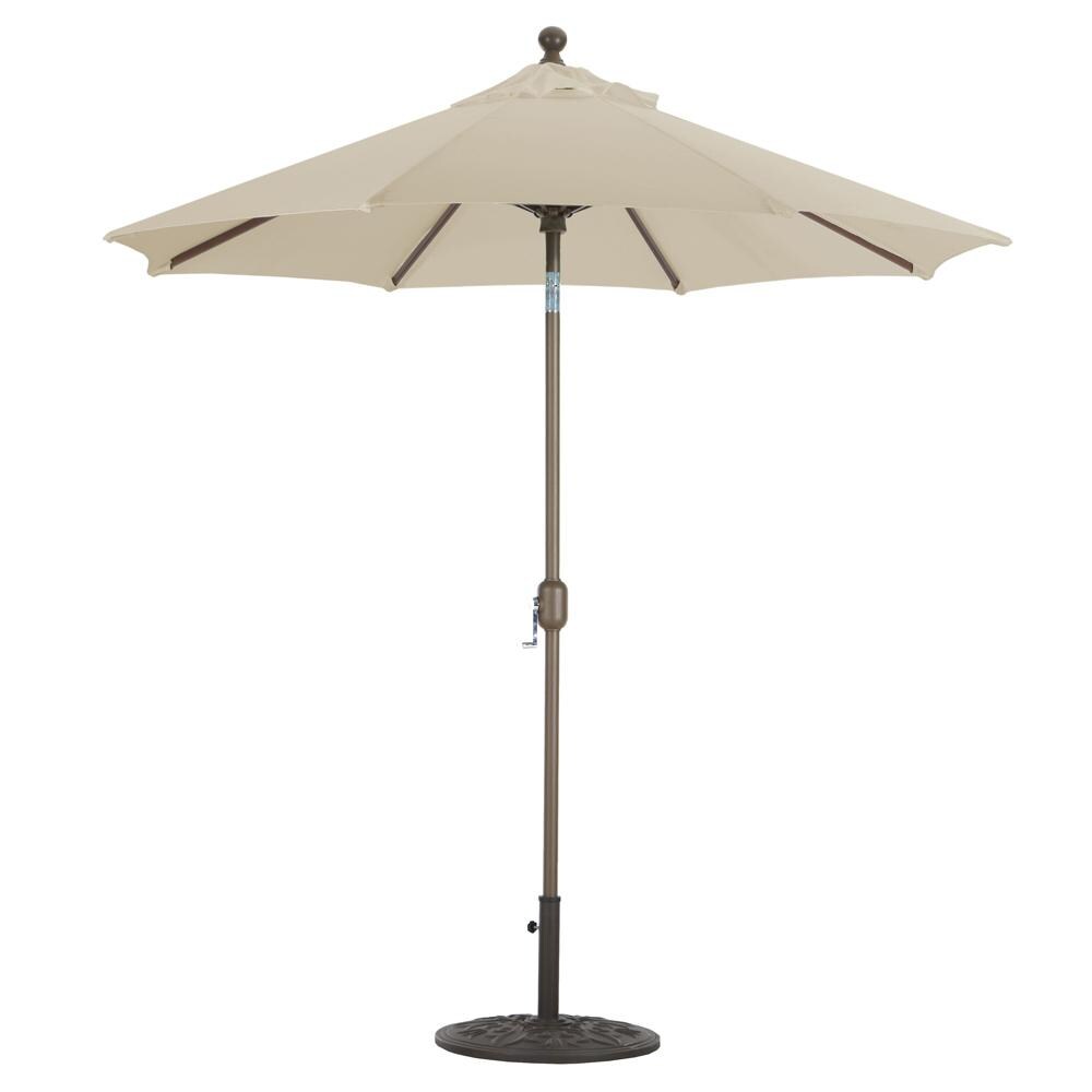 Galtech 7.5 Ft. Octagonal Aluminum Patio Market Umbrella W/ Crank Lift And Deluxe Auto Tilt - Antique Bronze Frame W/ Sunbrella Canvas Antique Beige Canopy