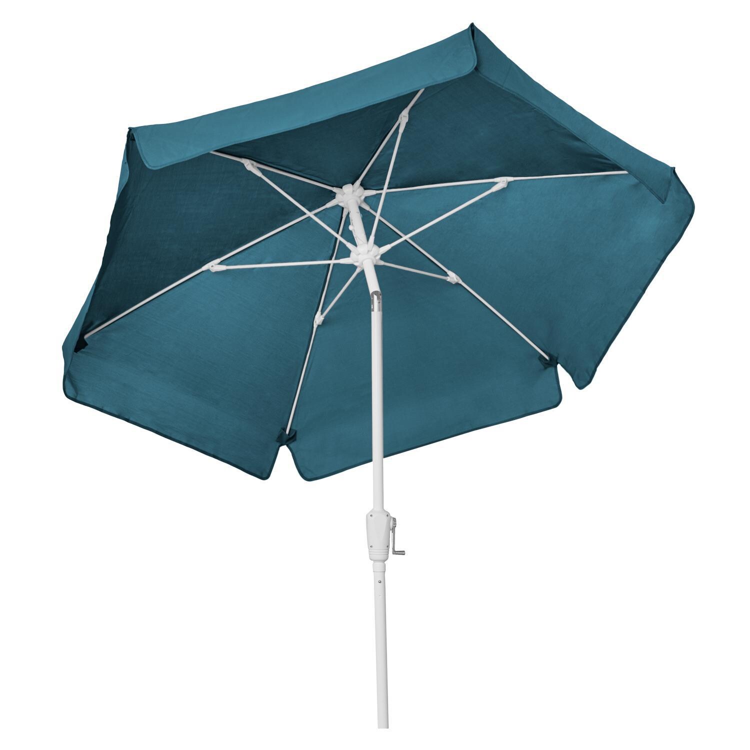 FiberBuilt 7.5 Ft. Aluminum Market Patio Umbrella W/ Crank Lift & Tilt - Teal