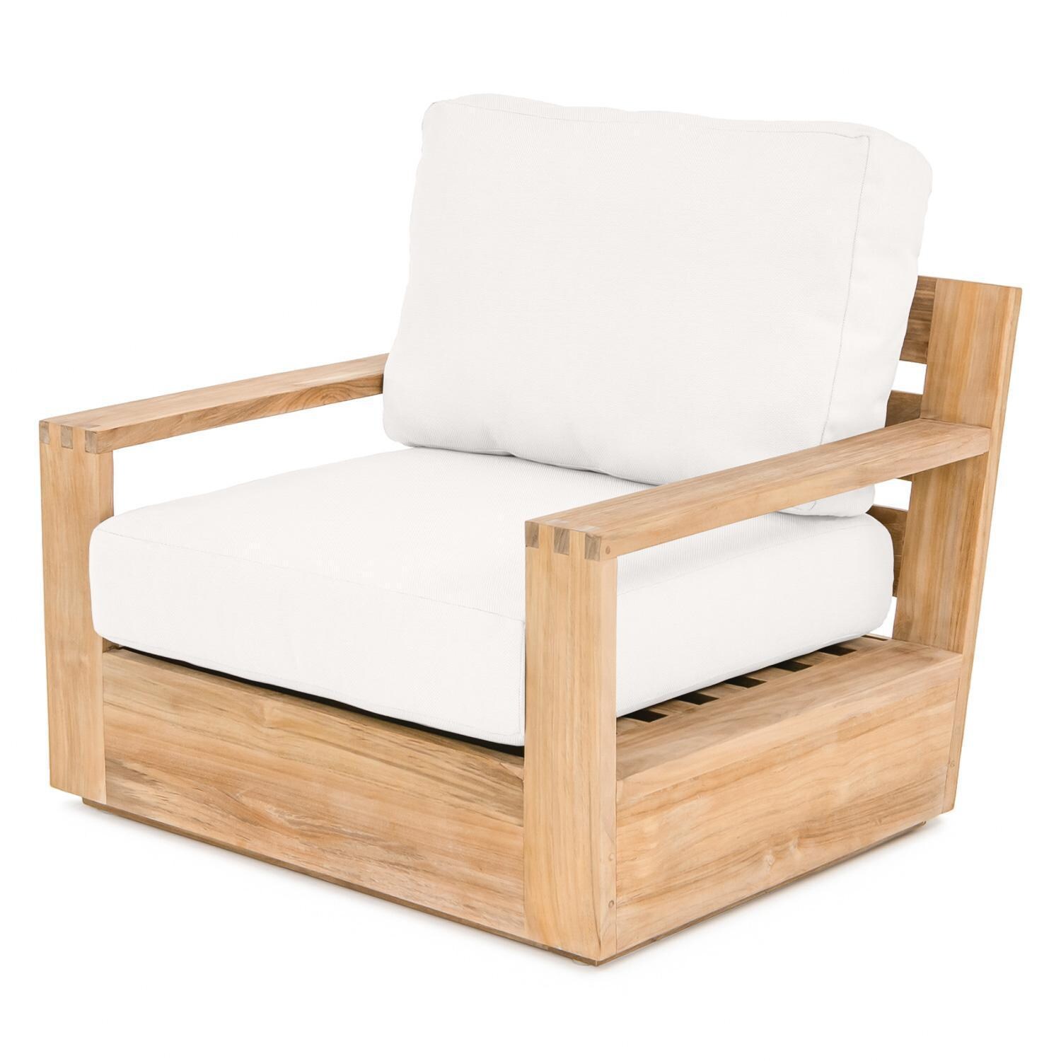 Teak + Table Atlantic Teak Patio Club Chair in Natural - Angle - White Background thumbnail