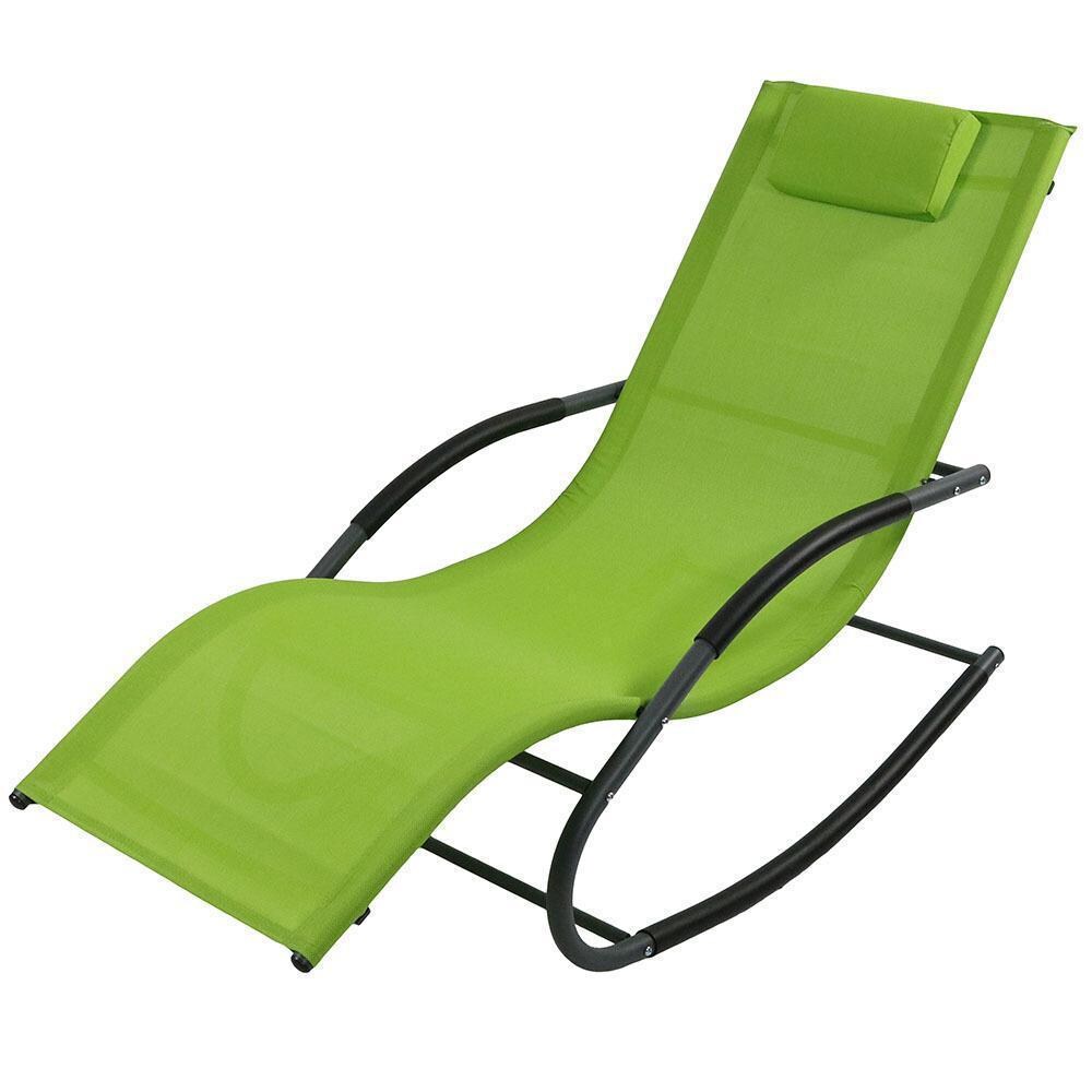 Ultimate Patio Rocking Wave Lounger W/ Pillow - Angled View - White Background thumbnail
