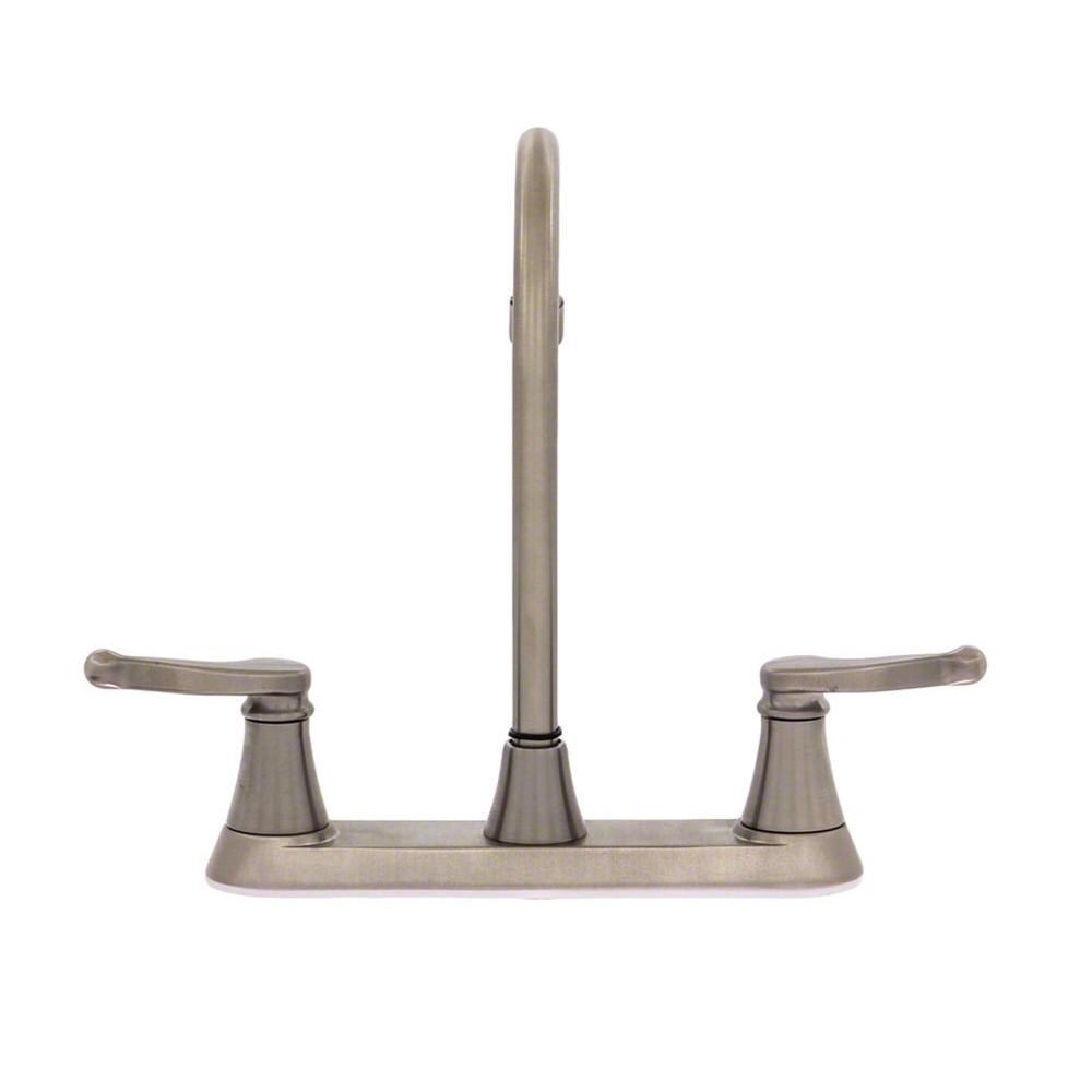 SIR Faucets Double Handle Kitchen Faucet - Brushed Nickel - Rear View thumbnail