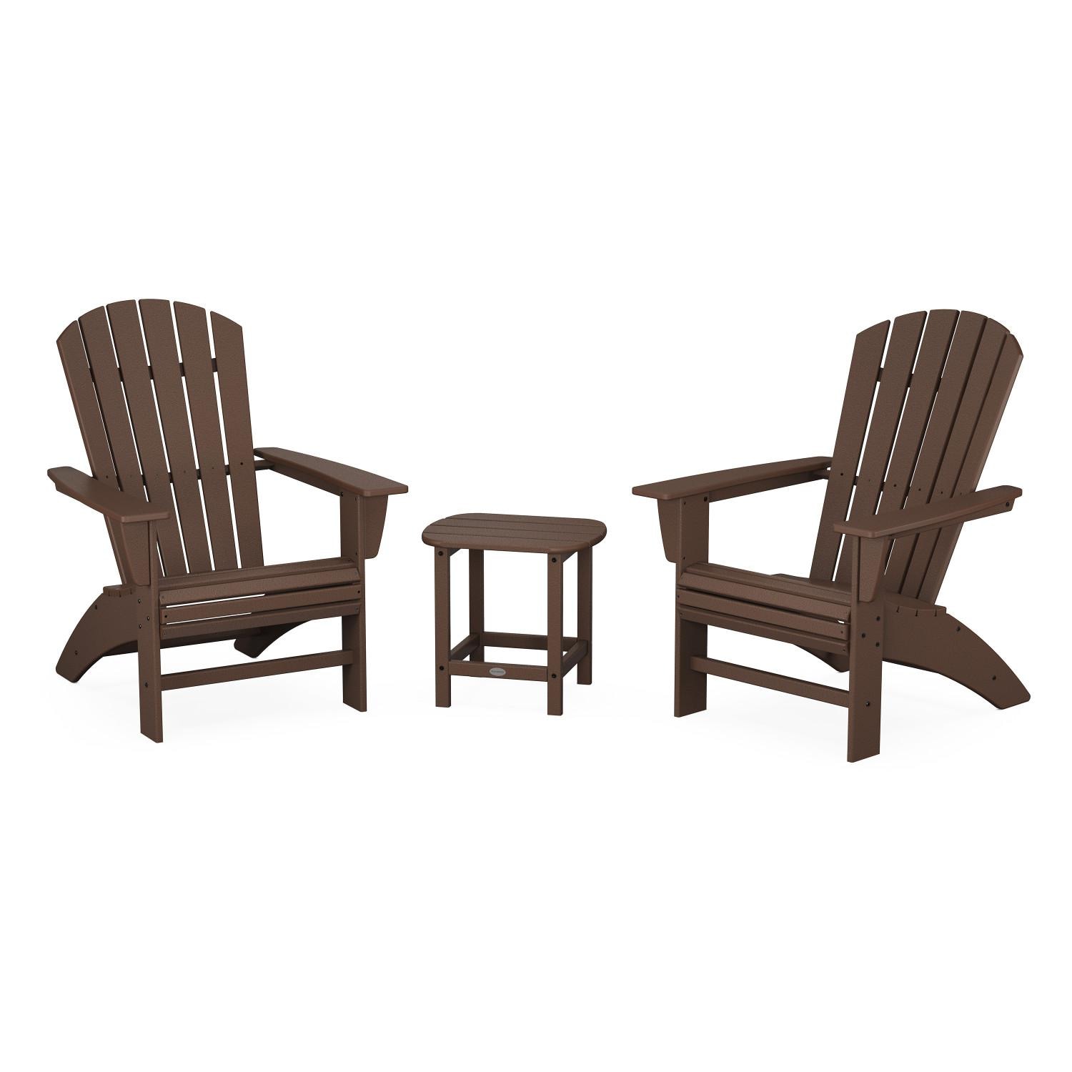 POLYWOOD Nautical 3 Pc Recycled Plastic Seating Set w/ Curveback Chairs in Mahogany by - PWS419-1-MA