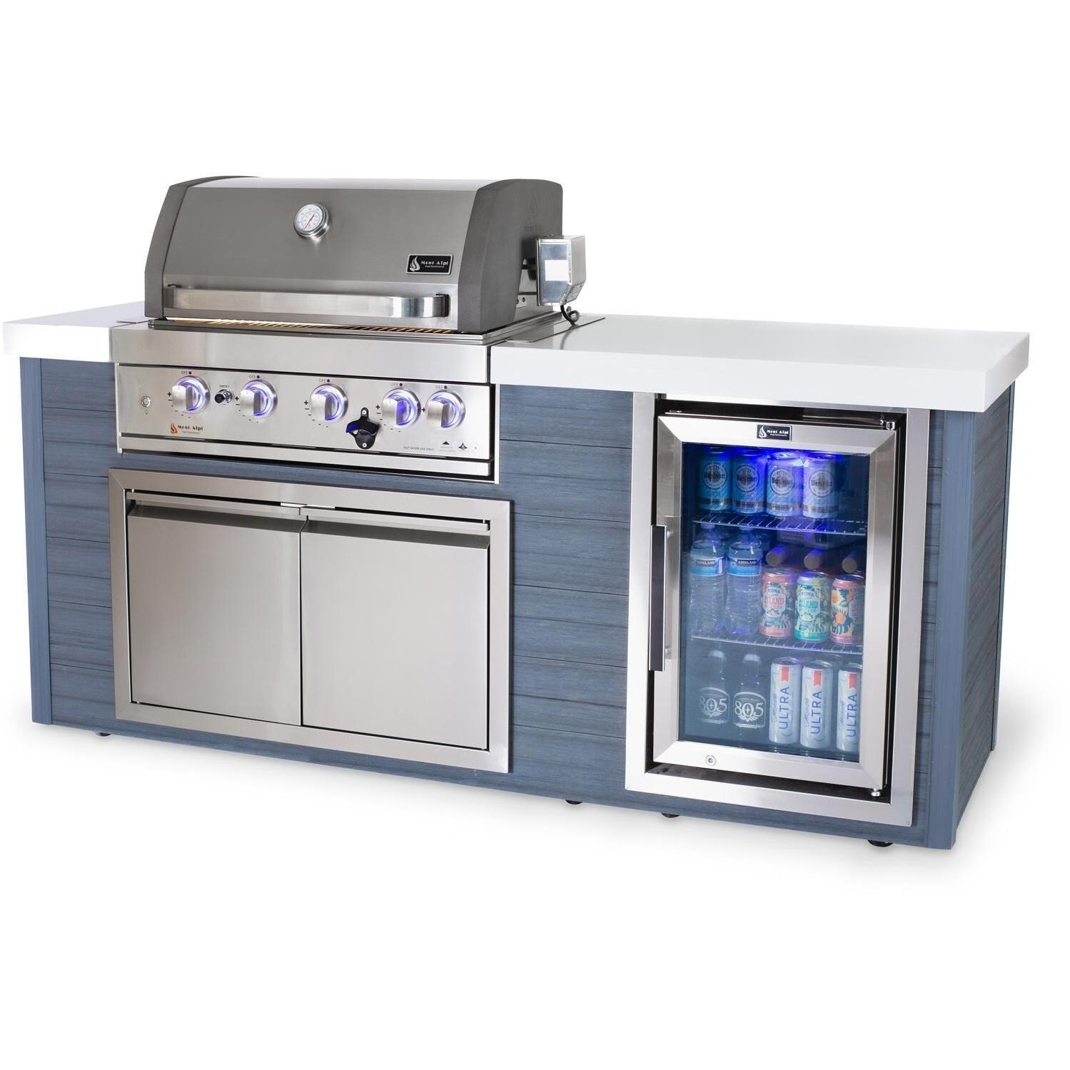 Mont Alpi MA400-AW 4-Burner Stainless Steel Art-Wood Natural Gas Island Grill - Angled Left - White Background thumbnail