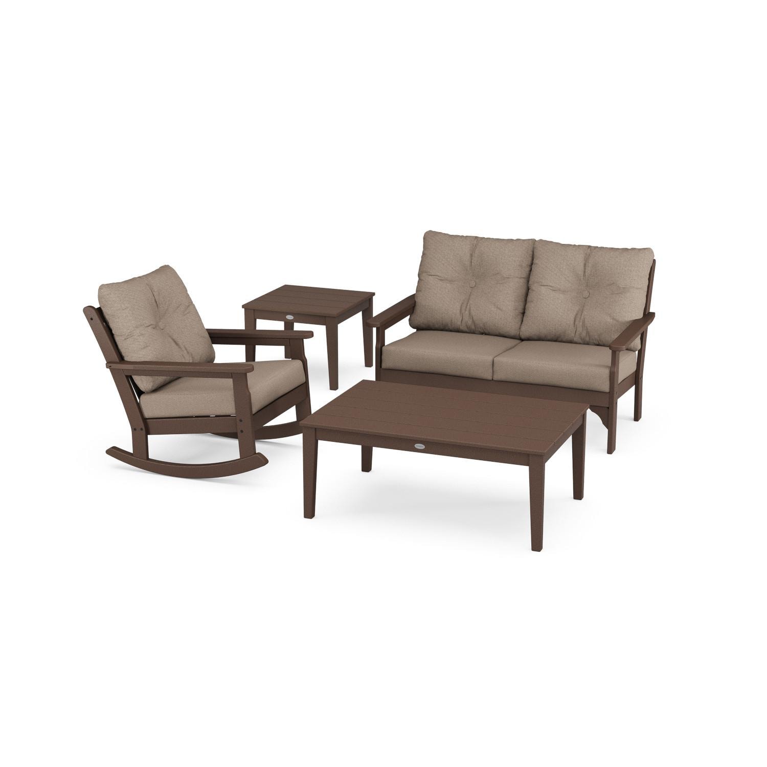POLYWOOD Vineyard 4Piece Deep Seating Rocker Set Mahogany / Spiced