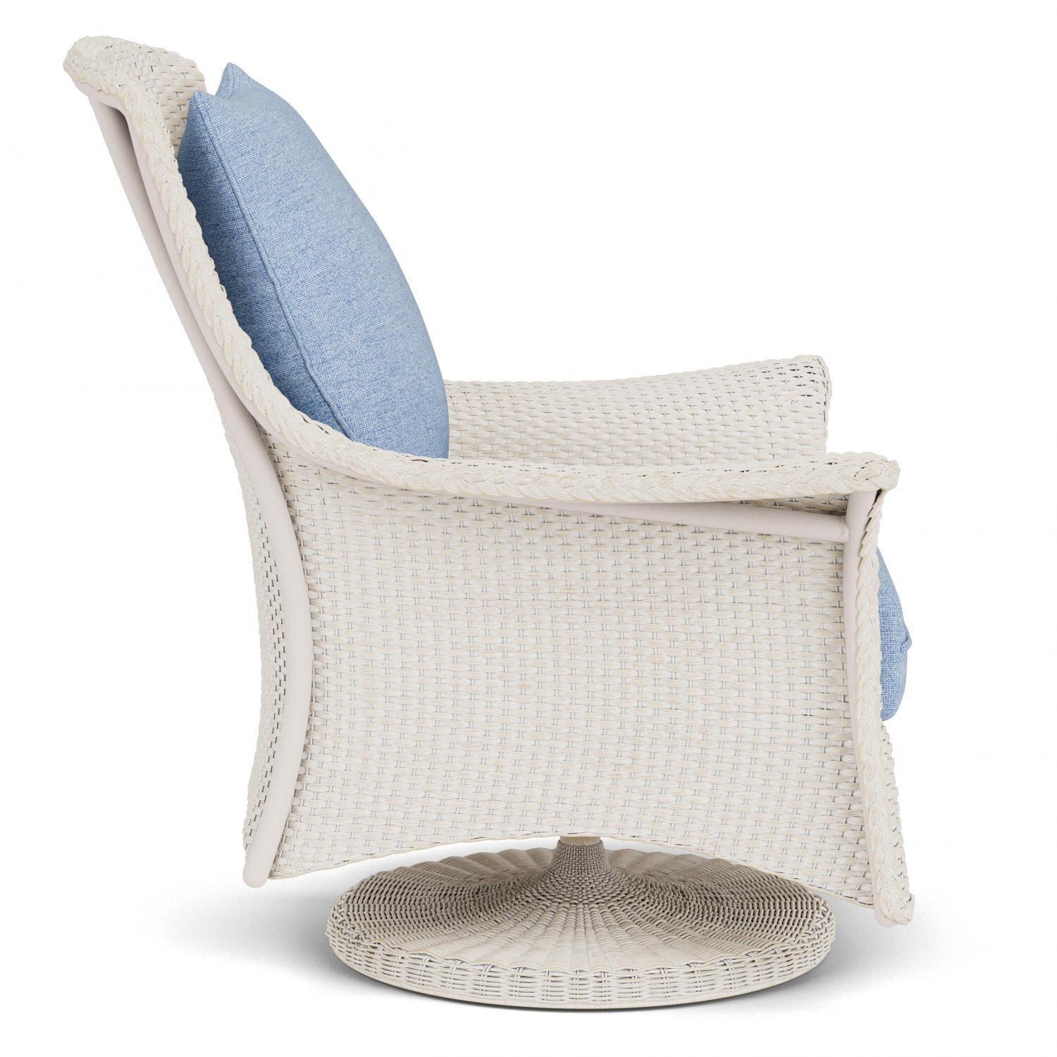 Lloyd Flanders Mandalay Swivel Rocker Lounge Chair in Antique White Finish with Demo Skyway Fabric - Side thumbnail