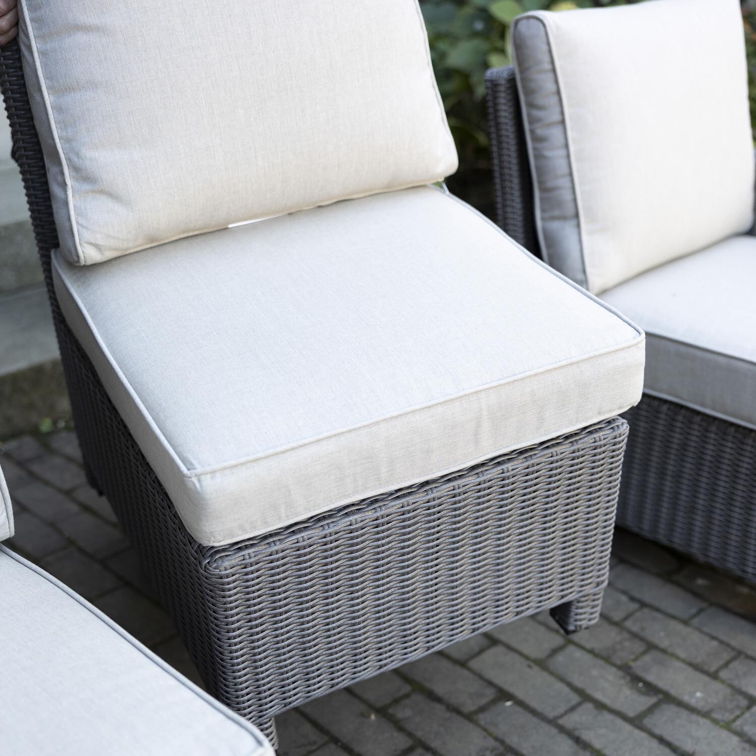 Palma 7 Pc Wicker Modular Corner Seating Set in Cast Ash By KETTLER - Cushion - Lifestyle thumbnail
