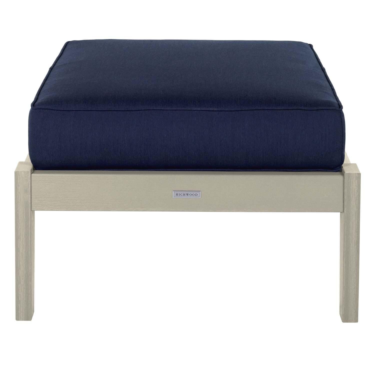 Blushing Bay Recycled Plastic Ottoman in Spectrum Indigo/Whitewash by Lakeview Outdoor Designs - White Background thumbnail