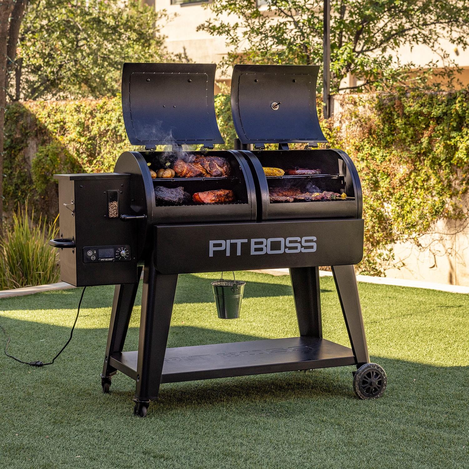 Pit Boss 11013 Charcoal/Pellet Combo Grill - In Yard Open - Lifestyle thumbnail