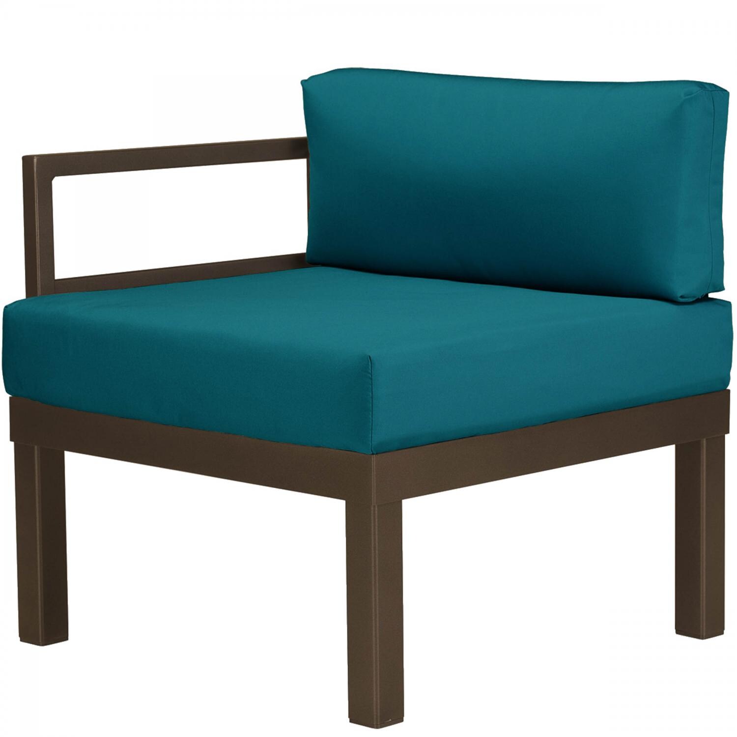 Ashbee Aluminum Patio End Sectional Chair By Telescope Casual - Textured Kona/Peacock thumbnail