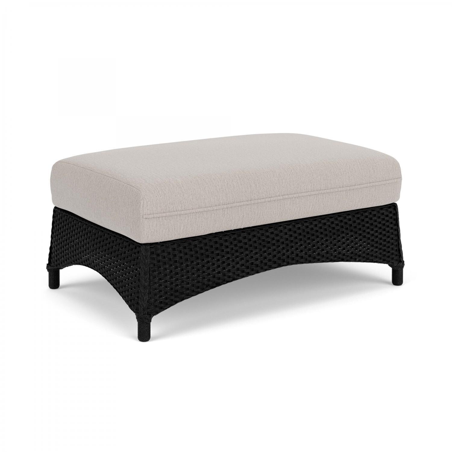 Lloyd Flanders Mandalay Large Ottoman in Ebony Finish with Remy Cloud fabric - Angled thumbnail