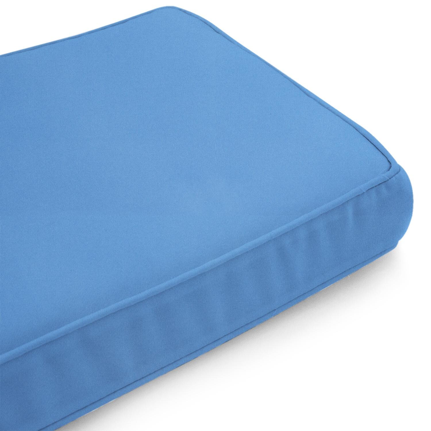 Sunbrella Canvas Capri Medium Outdoor Replacement Bench Cushion W/ Piping By UltimatePatio.com - Corner Detail thumbnail