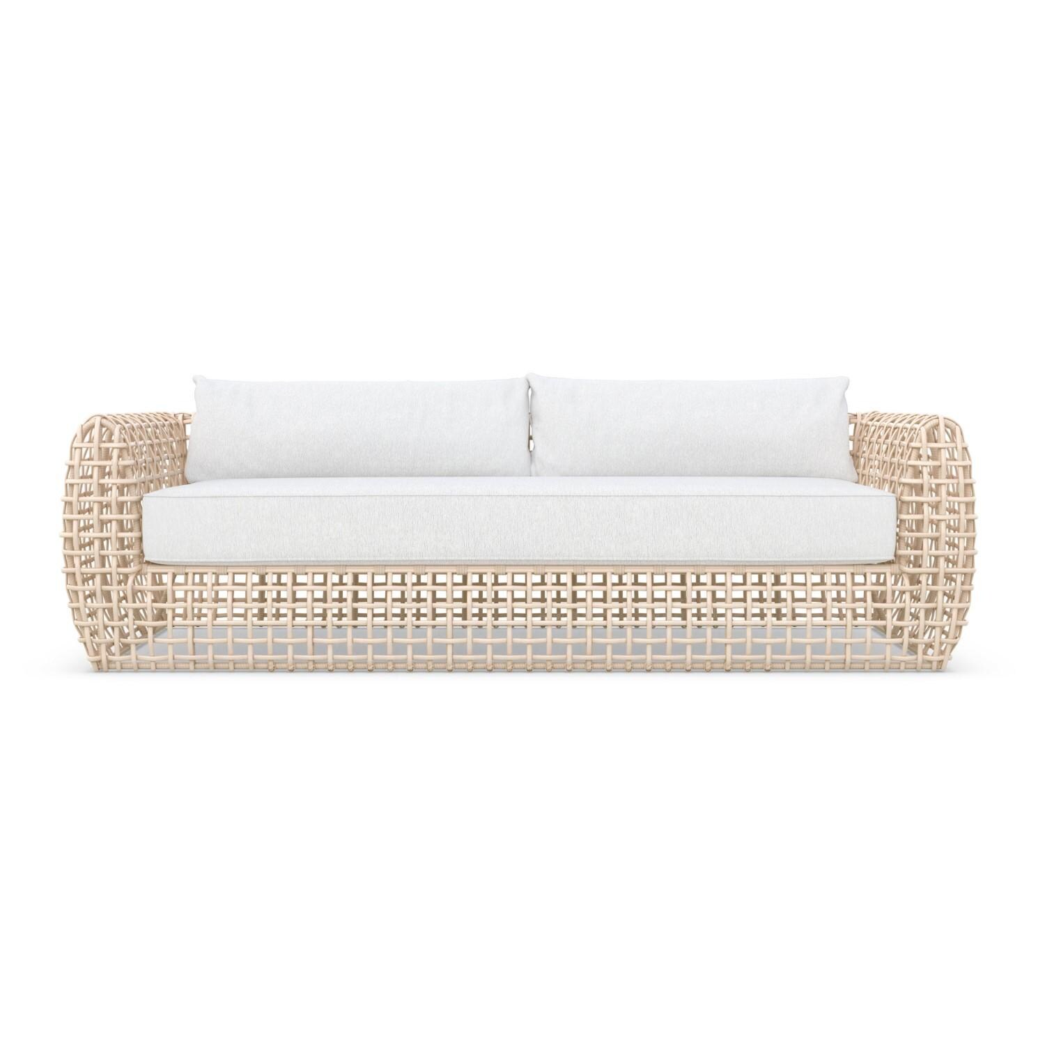 Azzurro Living KIA-W05S3-CU Kiawah Wicker Sofa in Almond/Cloud - Front - White Background thumbnail