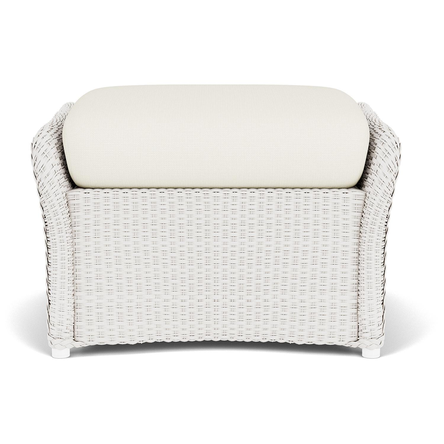 Lloyd Flanders Weekend Retreat Woven Ottoman in White Finish W/ Sailcloth Salt Fabric thumbnail