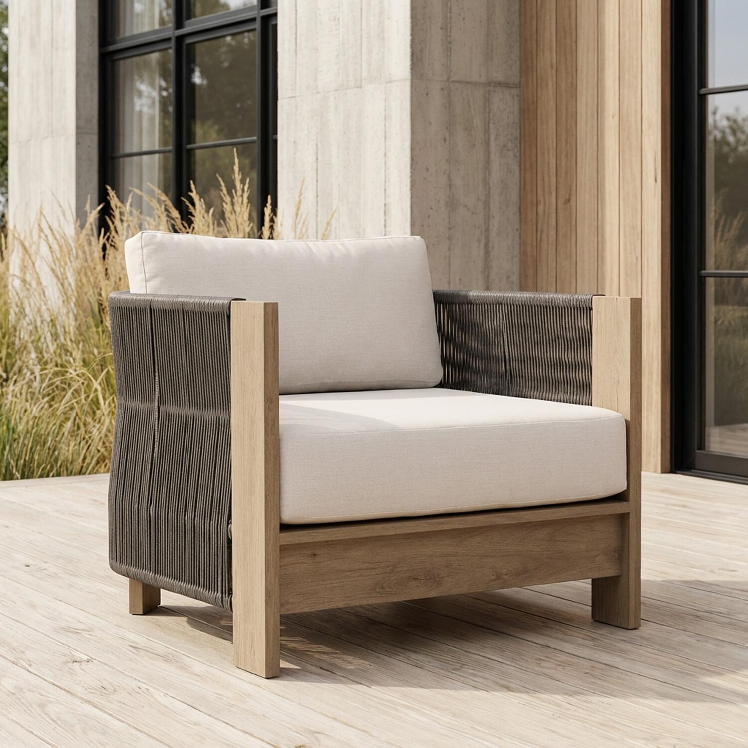 Heritage Aluminum Club Chair in Beechwood by Lakeview Outdoor Designs - Lifestyle thumbnail
