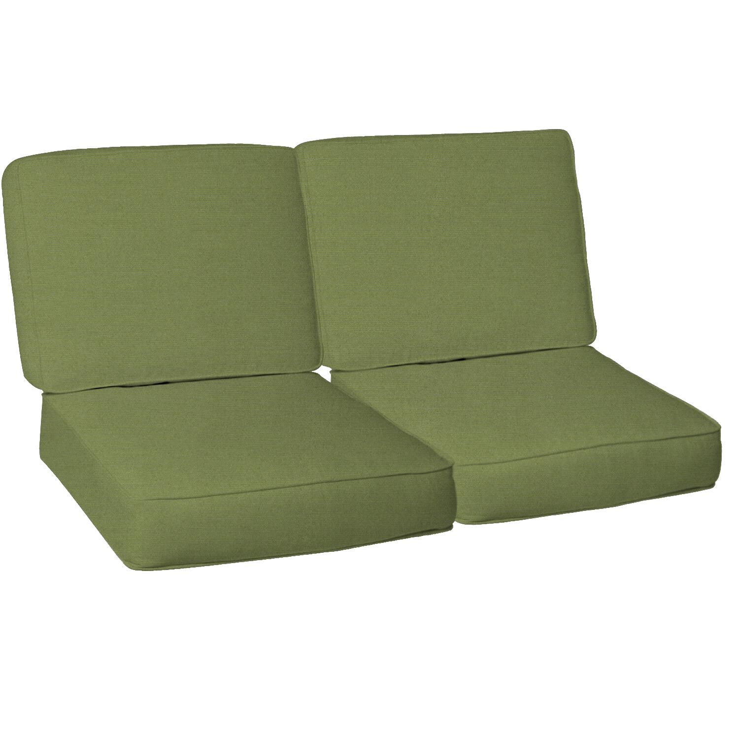 Sunbrella Spectrum Cilantro 4 Piece Small Outdoor Replacement Loveseat Cushion Set W/ Piping By BBQGuys Signature