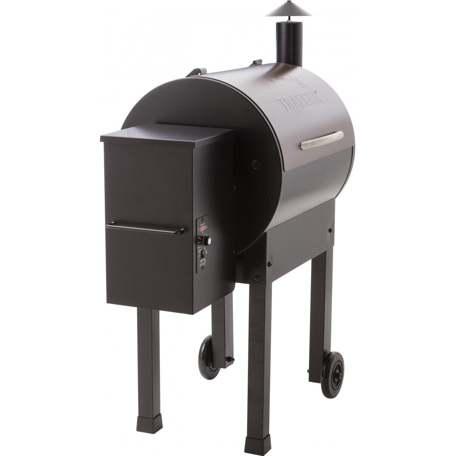 Traeger Lil Tex Elite 22 Pellet Grill On Cart - Hopper Side View thumbnail
