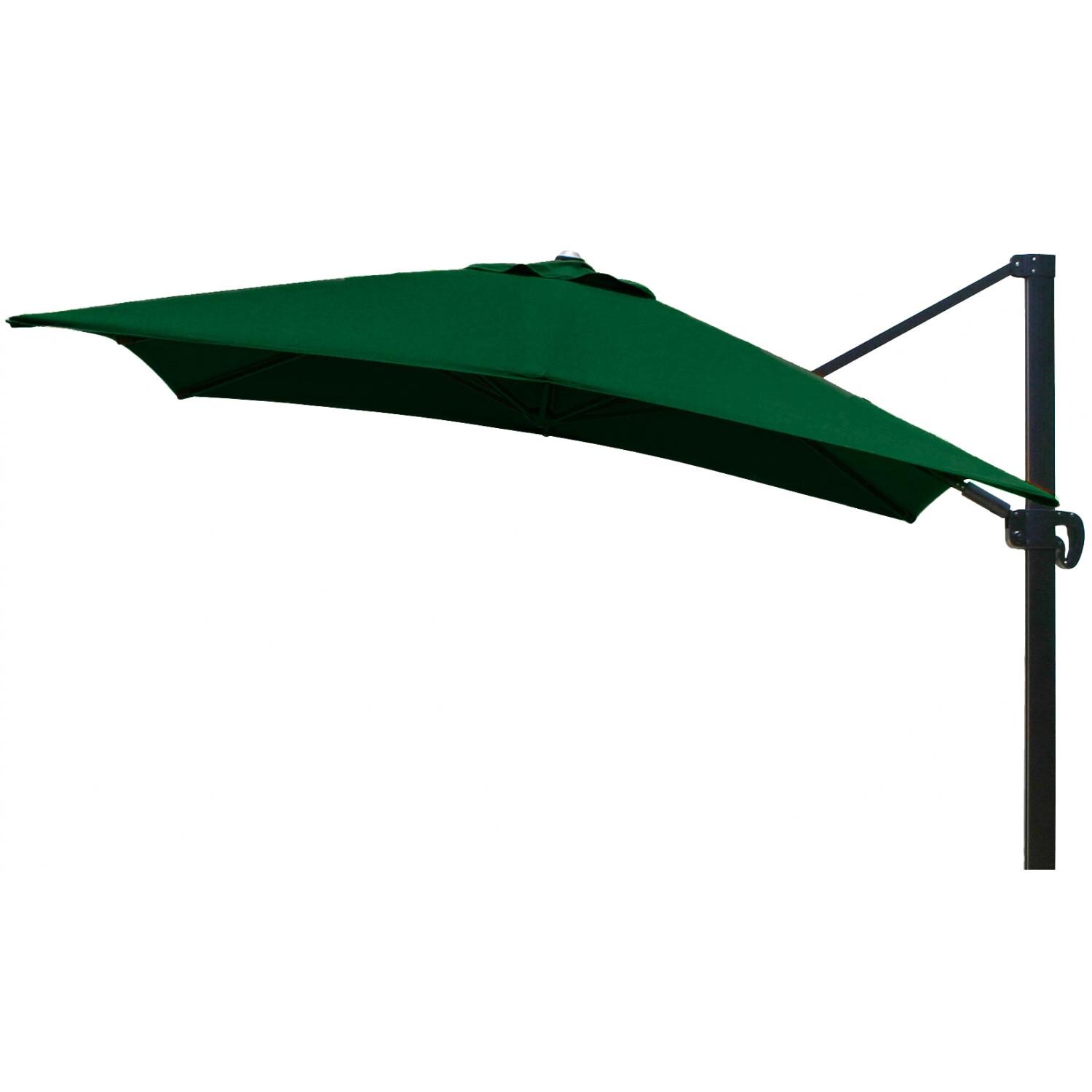 California Umbrella 10 Ft. Square Aluminum Multi-Position Tilt Cantilever Patio Umbrella W/ Crank Lift & Aluminum Ribs - Bronze Frame / Sunbrella Canvas Forest Green Canopy