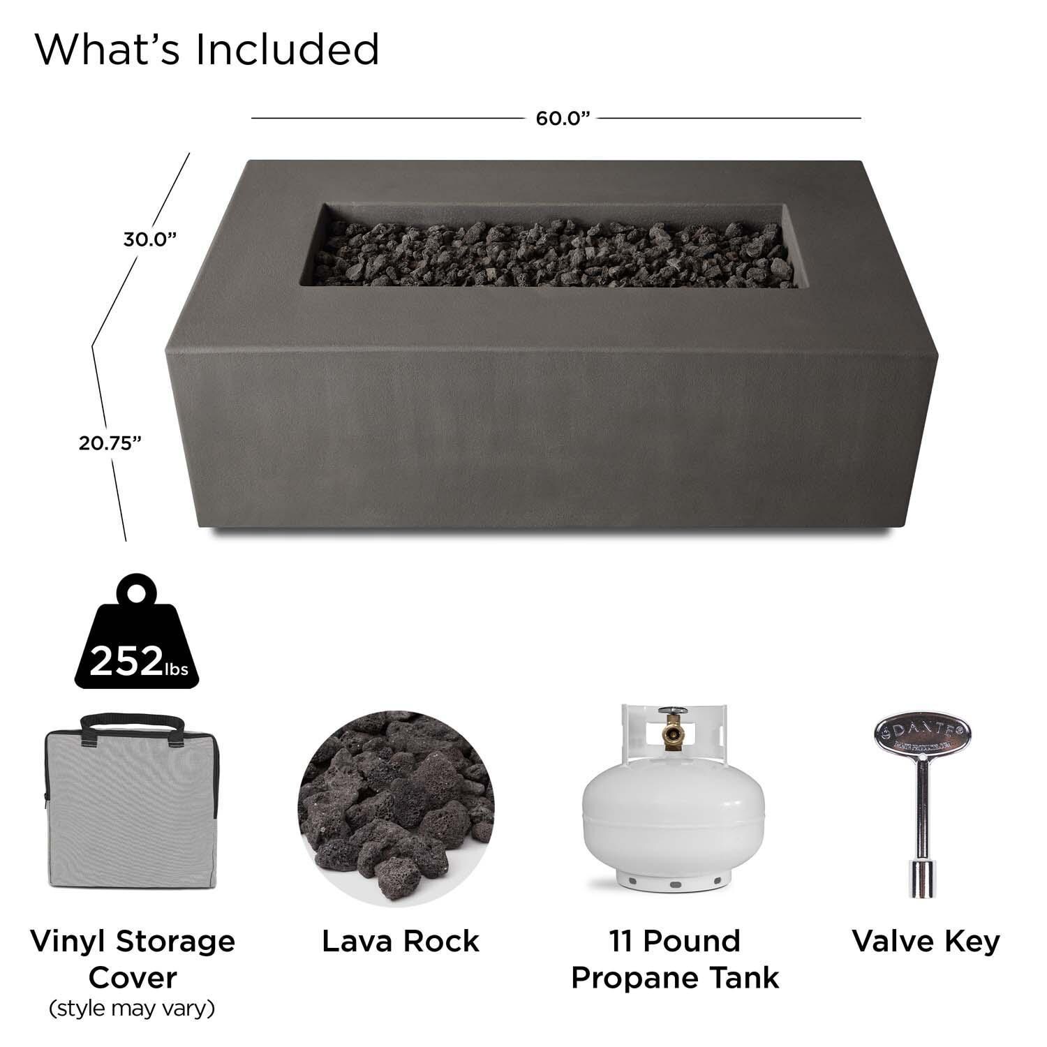 Olliewood 60 Inch Rectangular Glass Fiber Reinforced Concrete Propane Fire Pit Table in Carbon by BBQGuys Signature - Included thumbnail