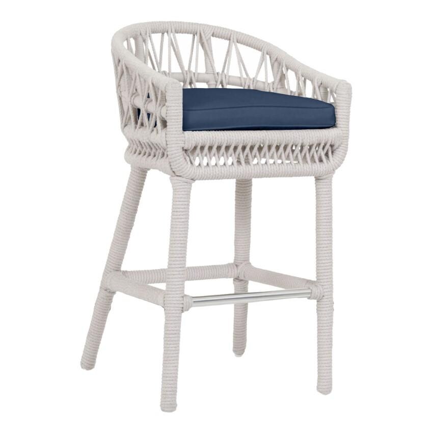 Dana Woven Rope Bar Stool w/ Self Welt in Natural/Spectrum Indigo by Sunset West