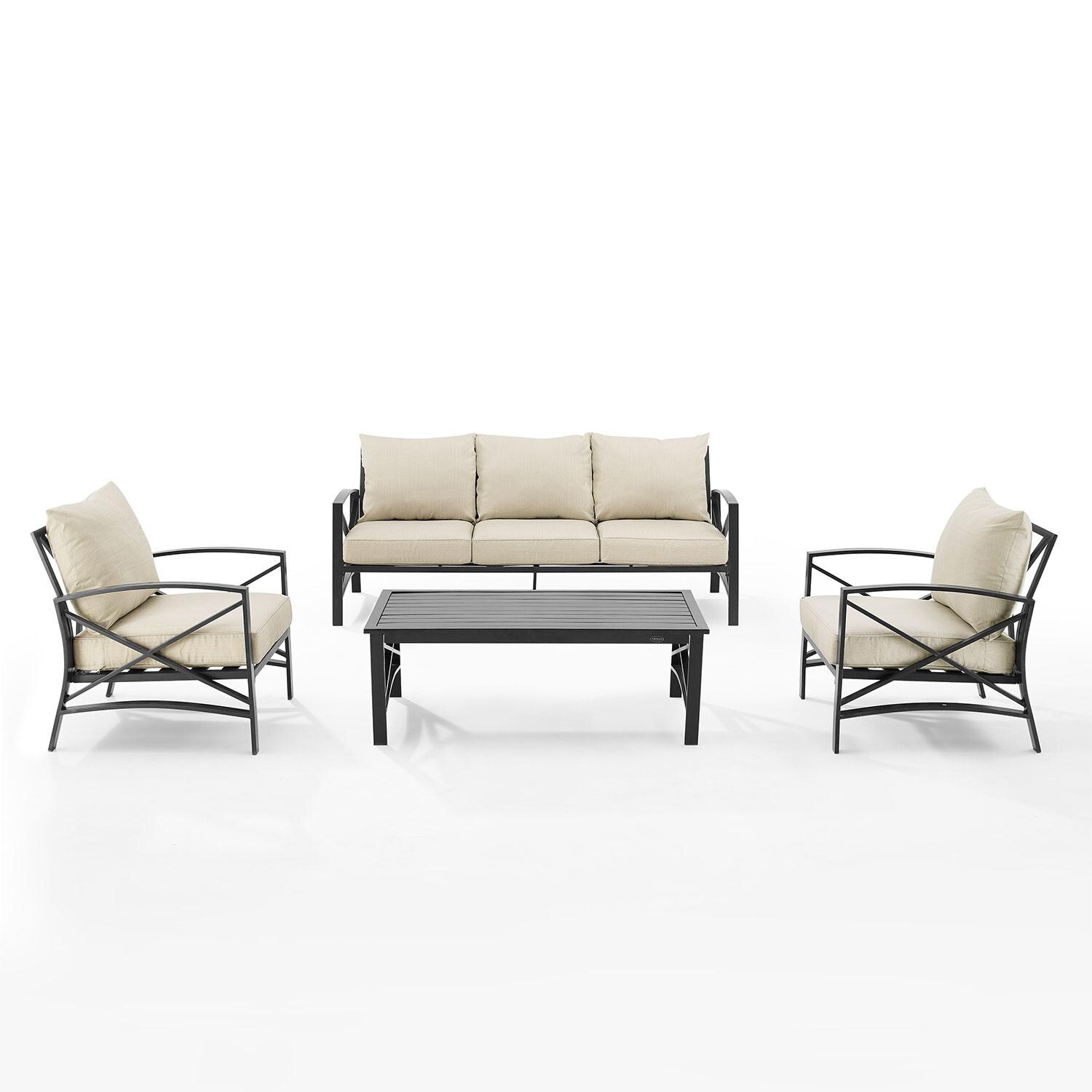 Ultimate Patio UP-82261BZ-OL 4Pc Outdoor Sofa Patio Furniture Set in Oatmeal - Front View - White Background thumbnail