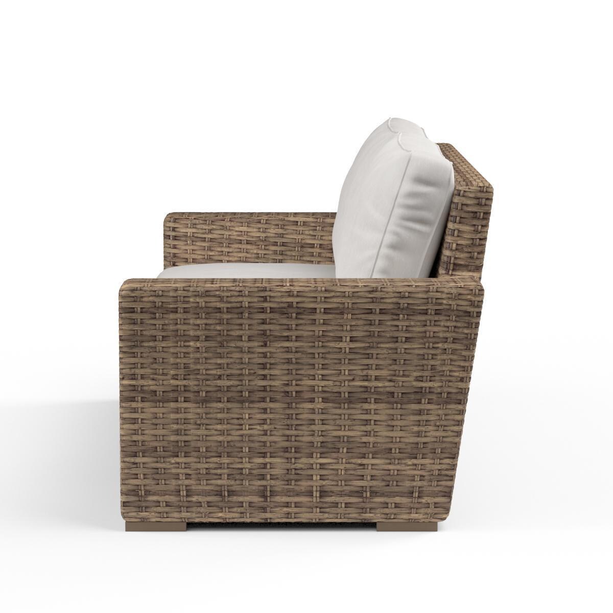 Sunset West - 1701-22-5492 - Havana Resin Wicker Patio Loveseat W/ Sunbrella Canvas Flax Cushions - Side View thumbnail
