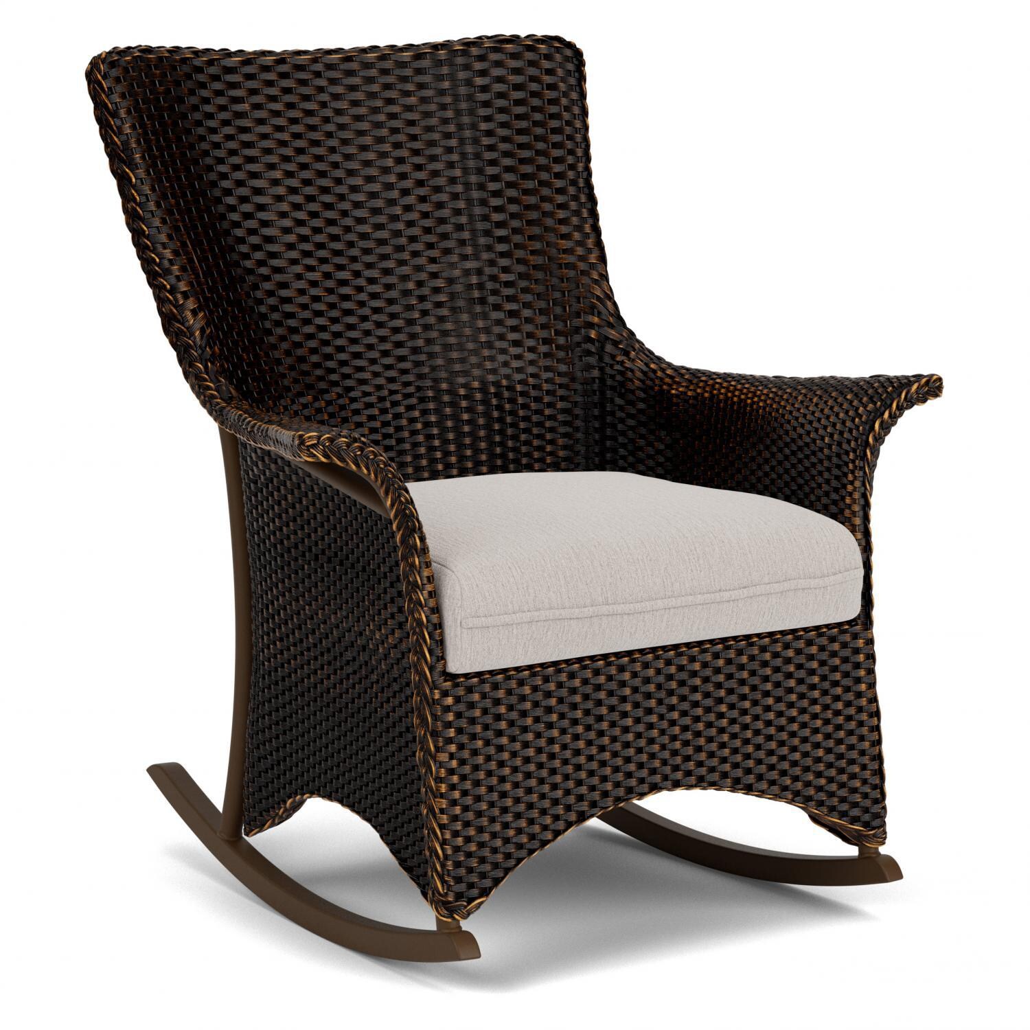 Lloyd Flanders Mandalay Porch Rocker in Mink Finish with Remy Cloud fabric - Angled thumbnail
