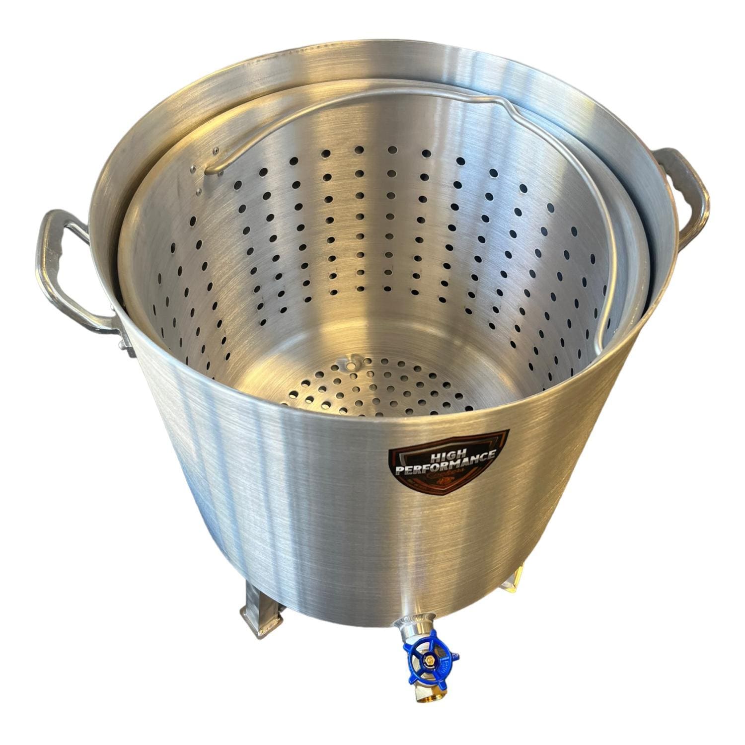 High Performance Cookers PW120-BTJ-VLV075 120 Quart Powered Seafood/Crawfish Cooker - Powered Top View - White Background thumbnail