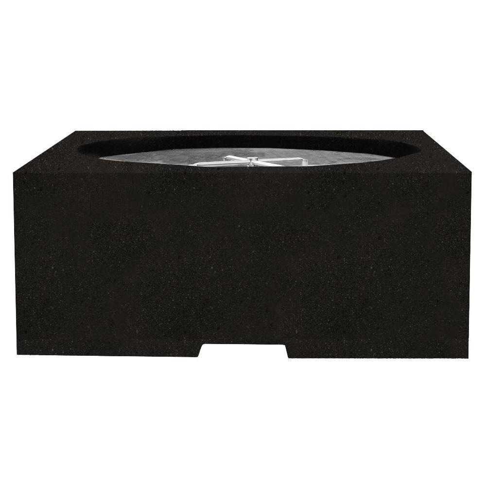 Piazza 39-in Square GFRC Natural Gas Fire Pit in Ebony by Prism Hardscapes
