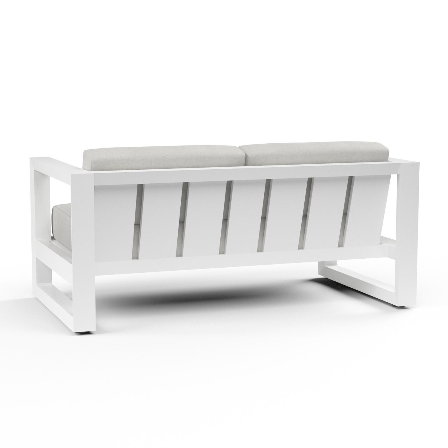 Sunset West - 4801-22-40433 - Newport Aluminum Patio Loveseat W/ Sunbrella Cast Silver Cushions - Rear View thumbnail