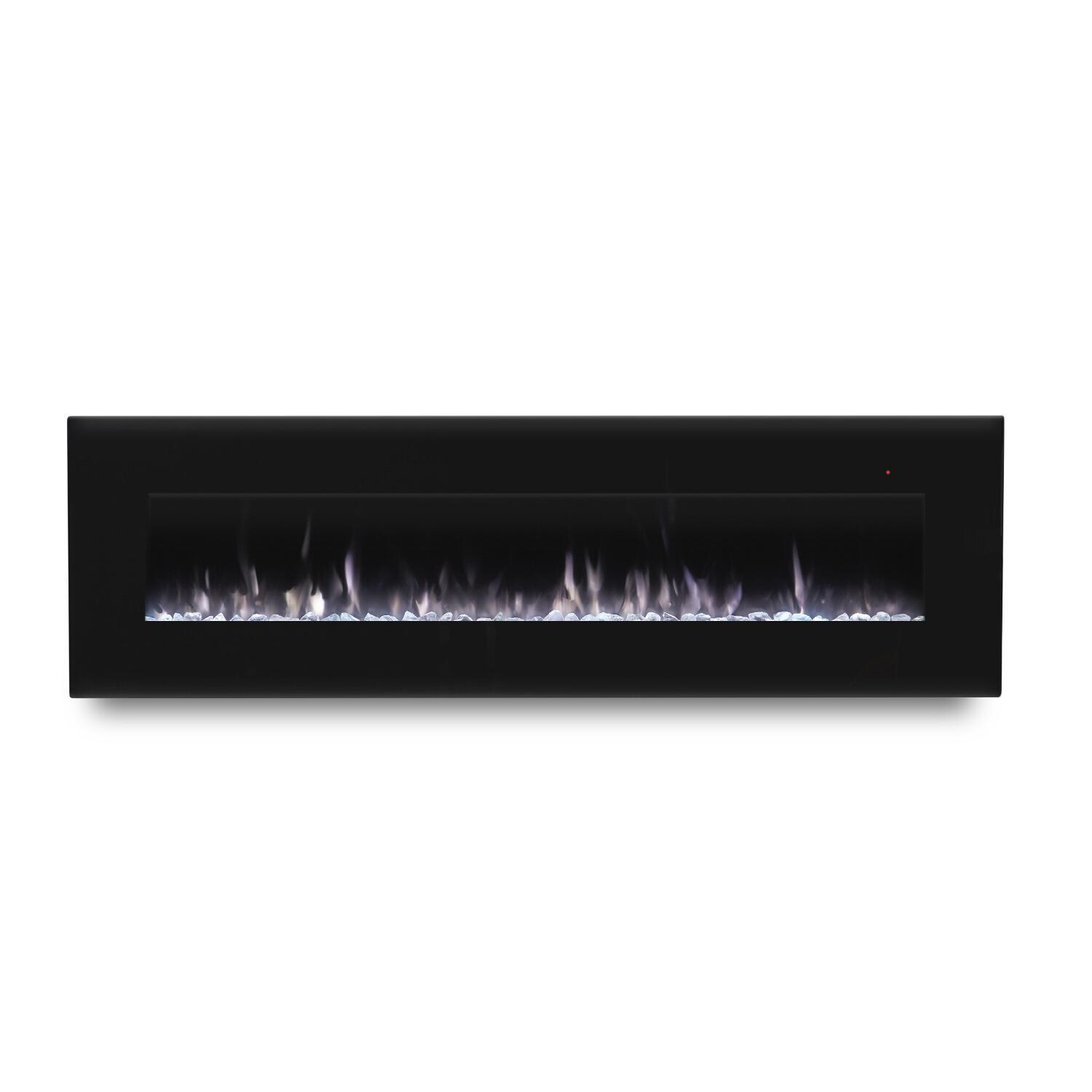 Real Flame 1360E-BK Corretto 72-Inch Wall Mount Electric Fireplace - Black - Clear Glass - White Flame thumbnail
