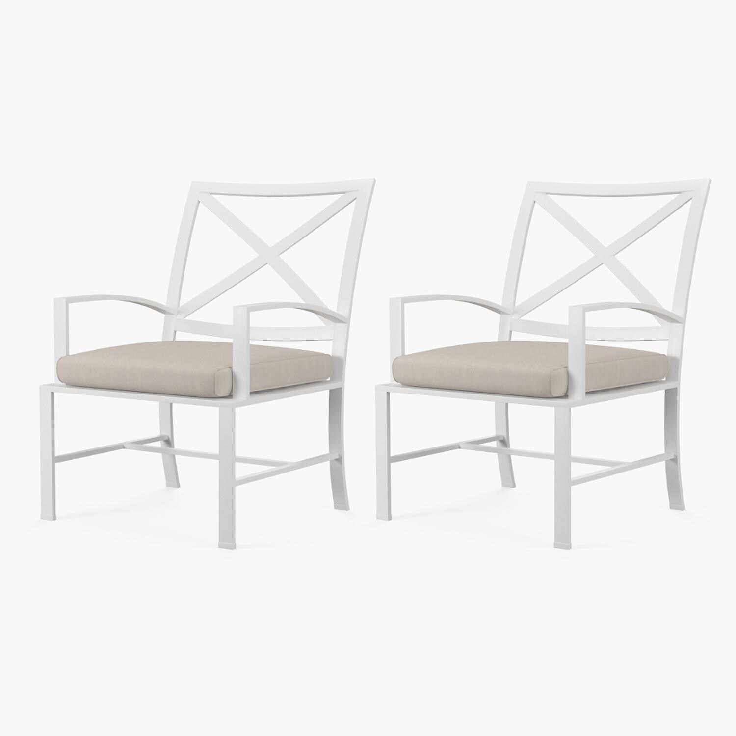 Sunset West - 501-1-5492 (2) - Bristol 2 Piece Aluminum Patio Dining Chair Set W/ Sunbrella Canvas Flax Self Welt Cushions thumbnail