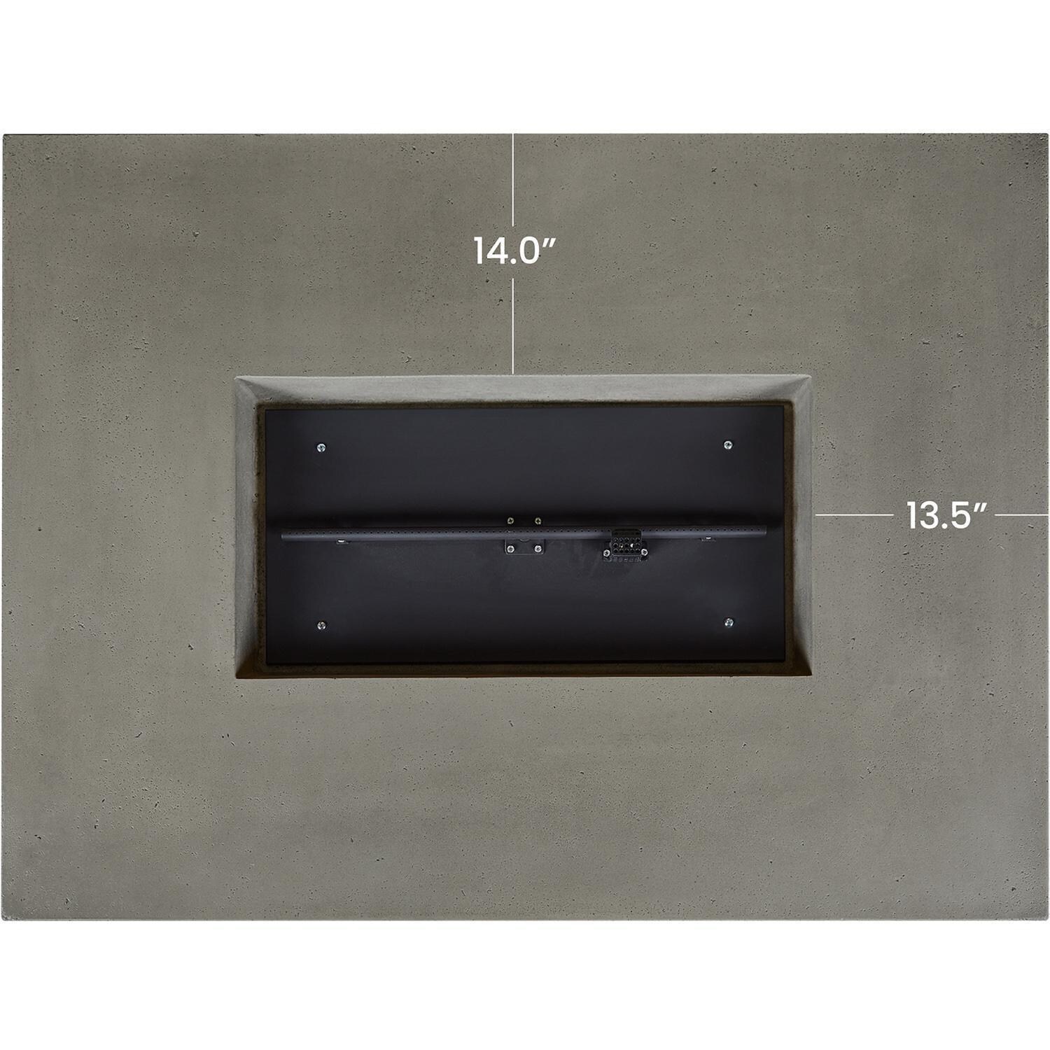 Hickory Bay 3708LP-ASH 60 Inch Rectangular GFRC Propane Fire Pit Table in Ash by BBQGuys Signature - Burner - Detail thumbnail